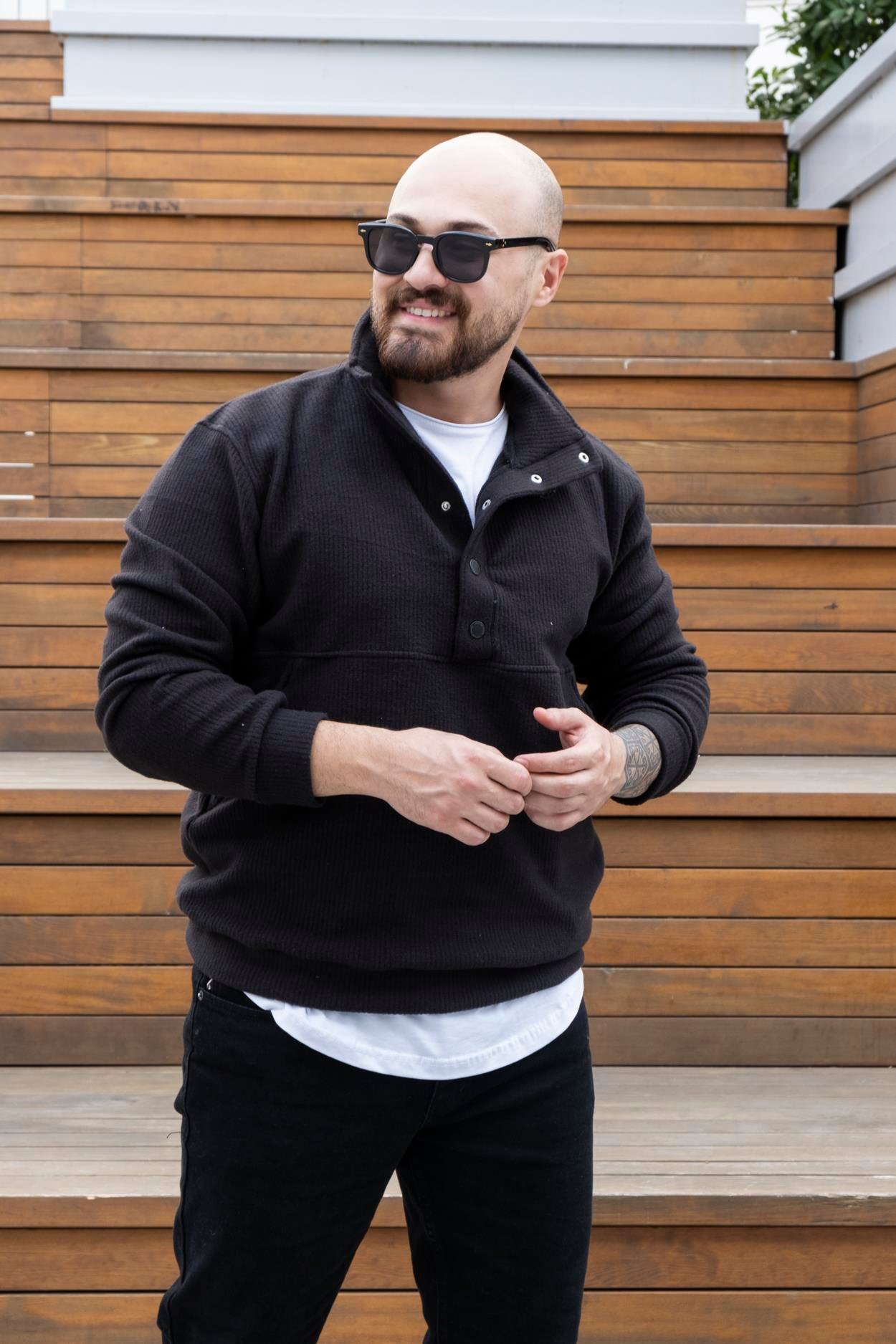 Düğmeli Rahat Kalıp Sweatshirt (SVTS26)
