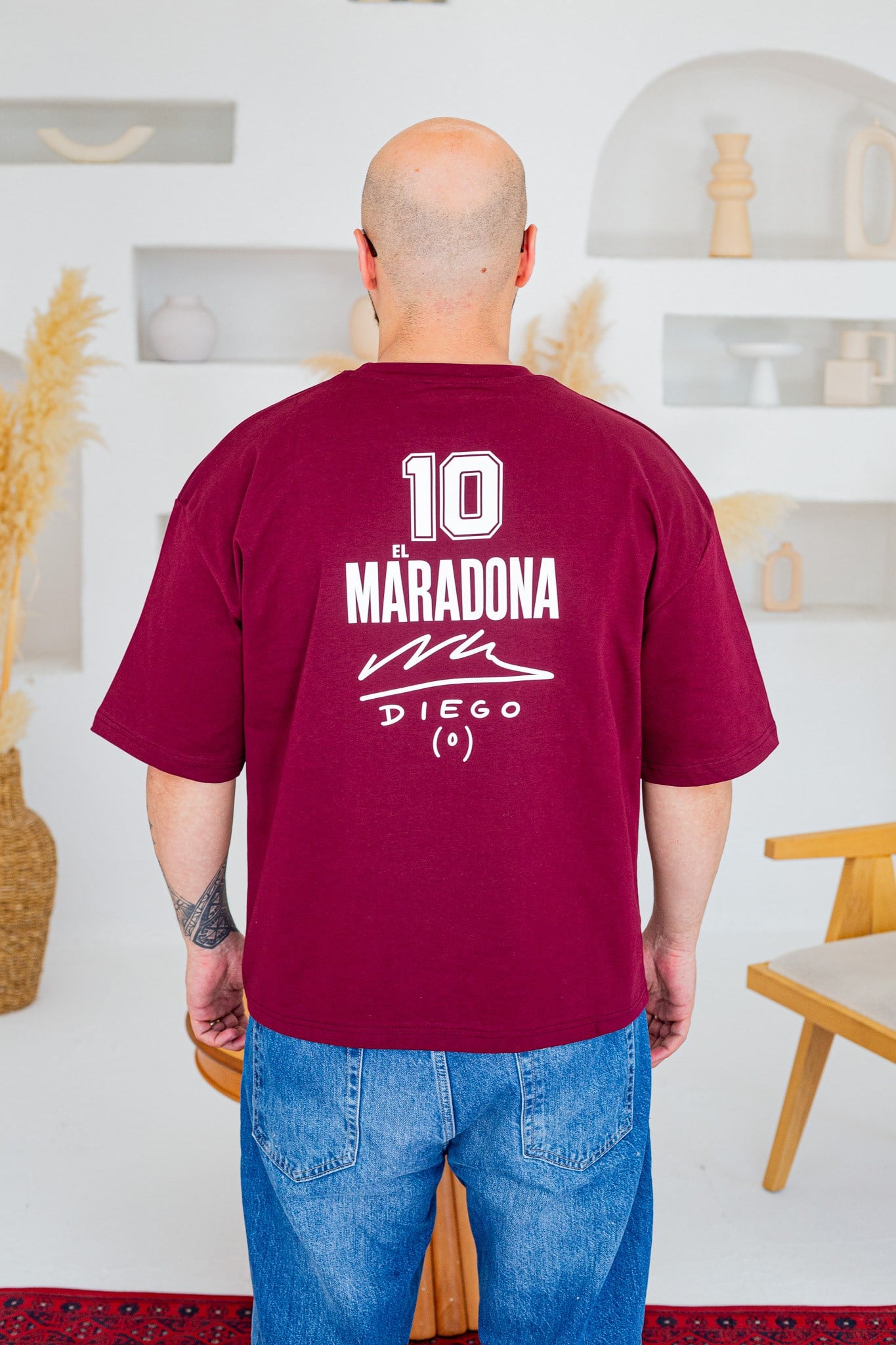El Diego Maradona 10 Baskı Detaylı Box Fit T-Shirt(TSBO92)
