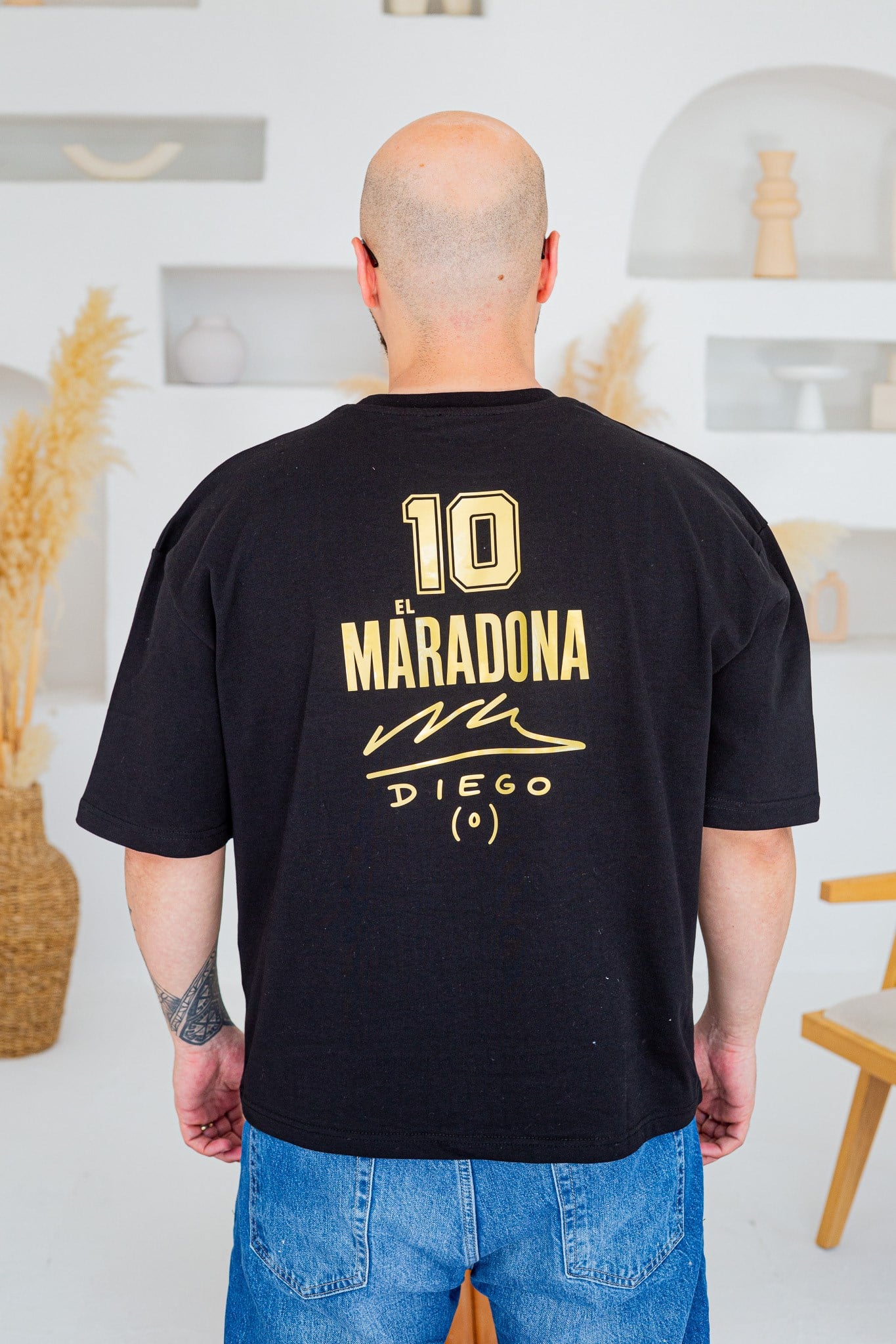 El Diego Maradona 10 Baskı Detaylı Box Fit T-Shirt(TSS92)