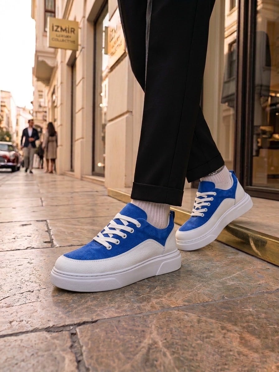 Erkek Deri Kalın Taban Günlük Sneaker Ayakkabı (AYKMB19)