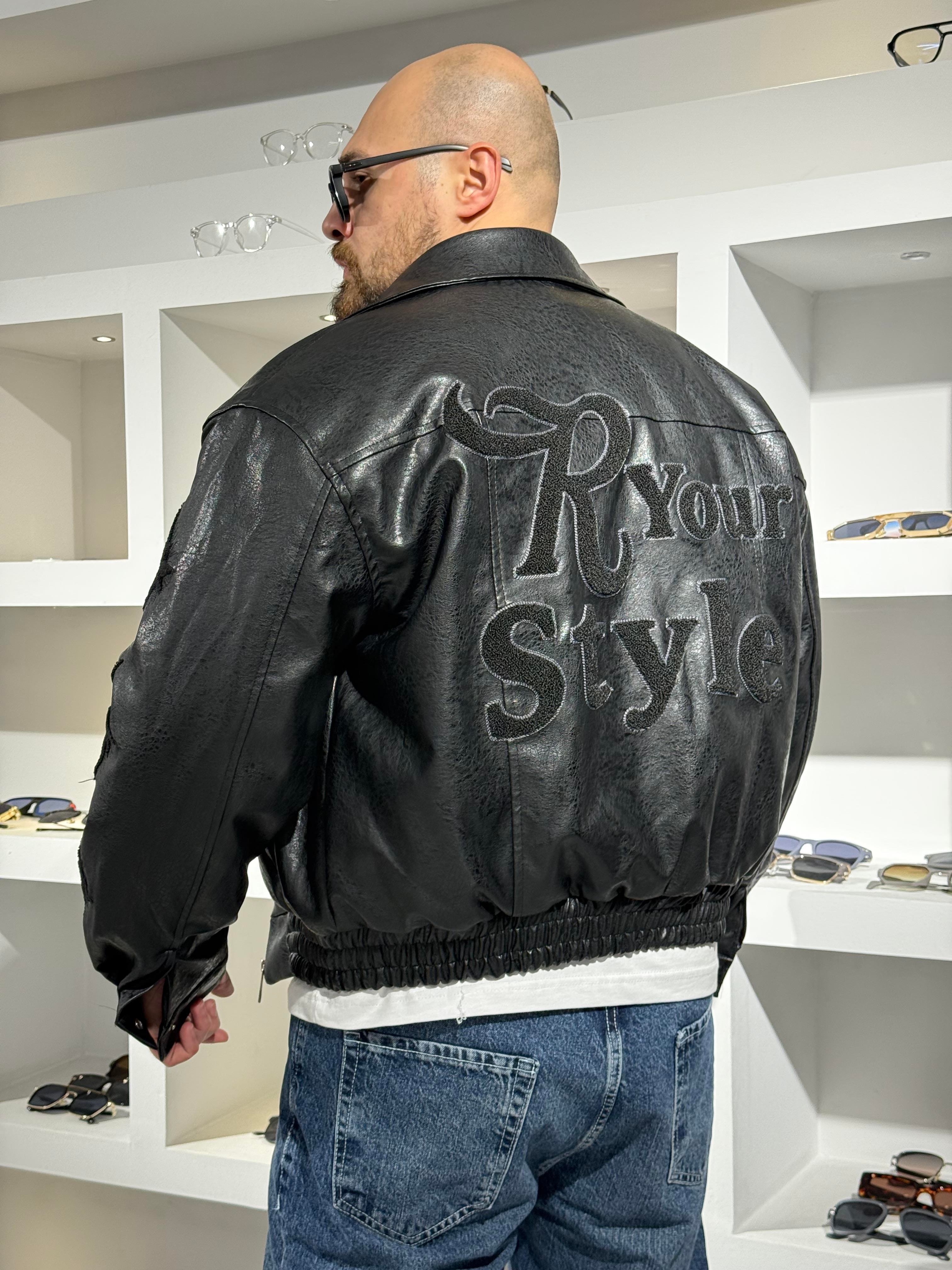 Erkek Deri R Your Style Nakışlı Astarlı Deri Mont (MTS63)