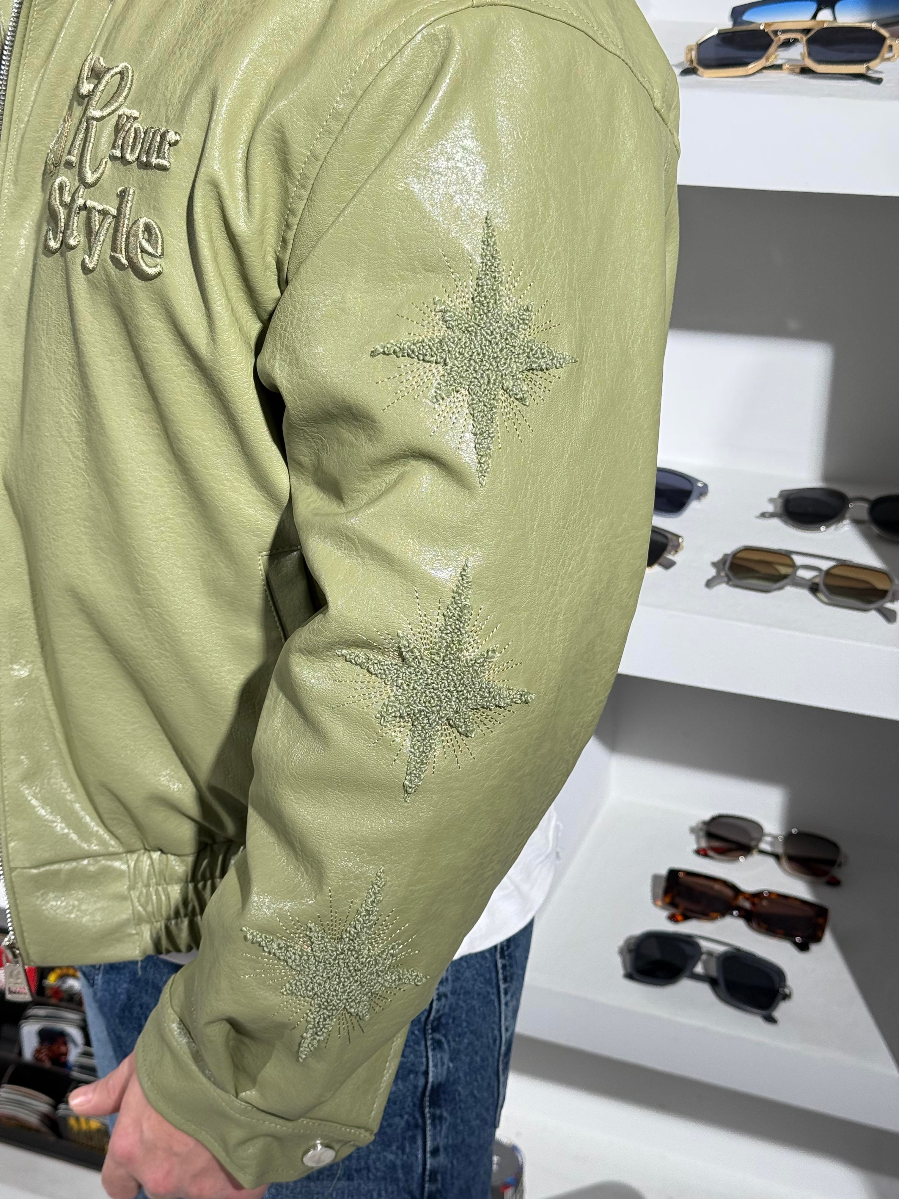 Erkek Deri R Your Style Nakışlı Astarlı Deri Mont (MTY63)