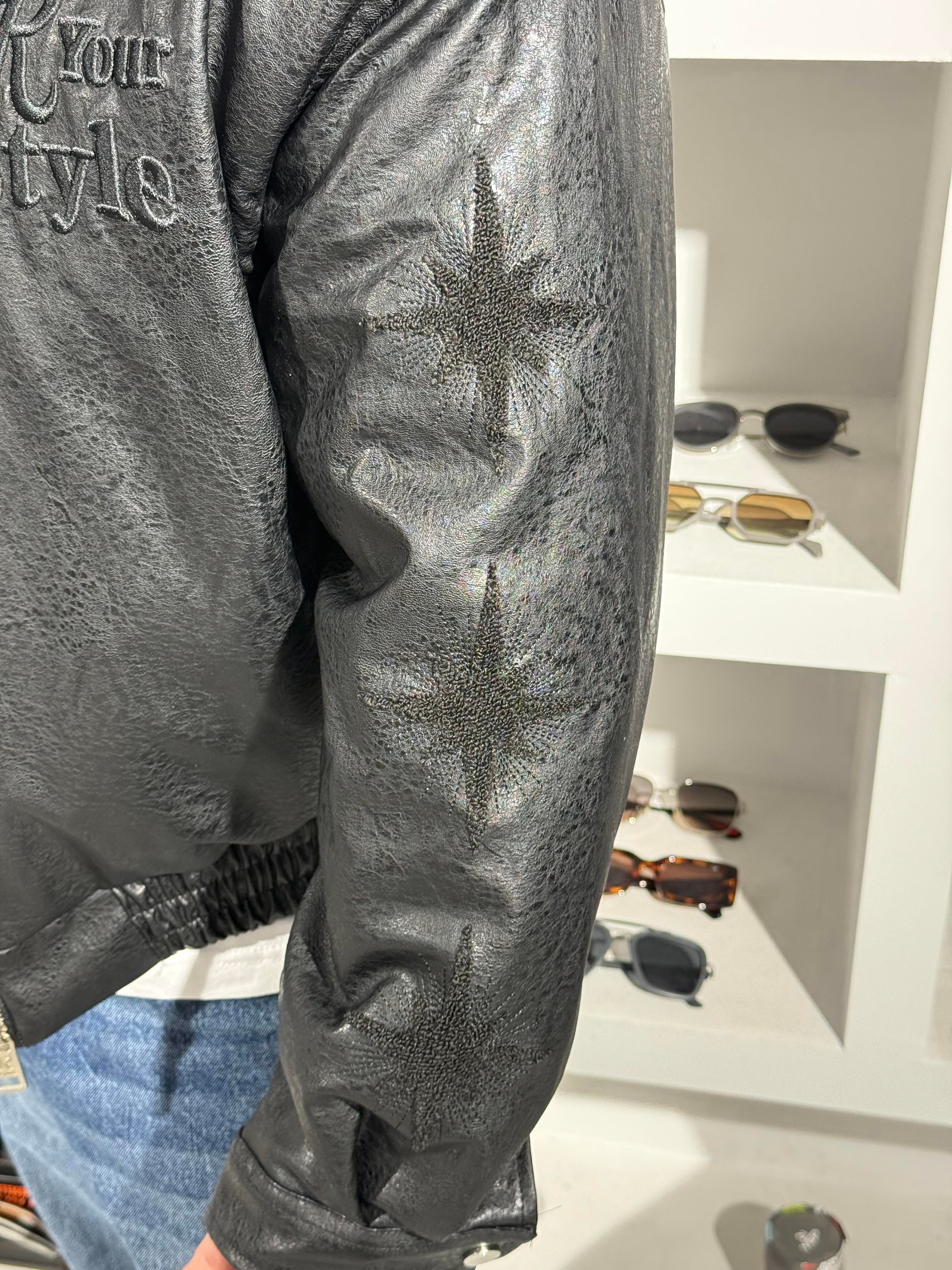 Erkek Deri R Your Style Nakışlı Astarlı Deri Mont (MTS63)