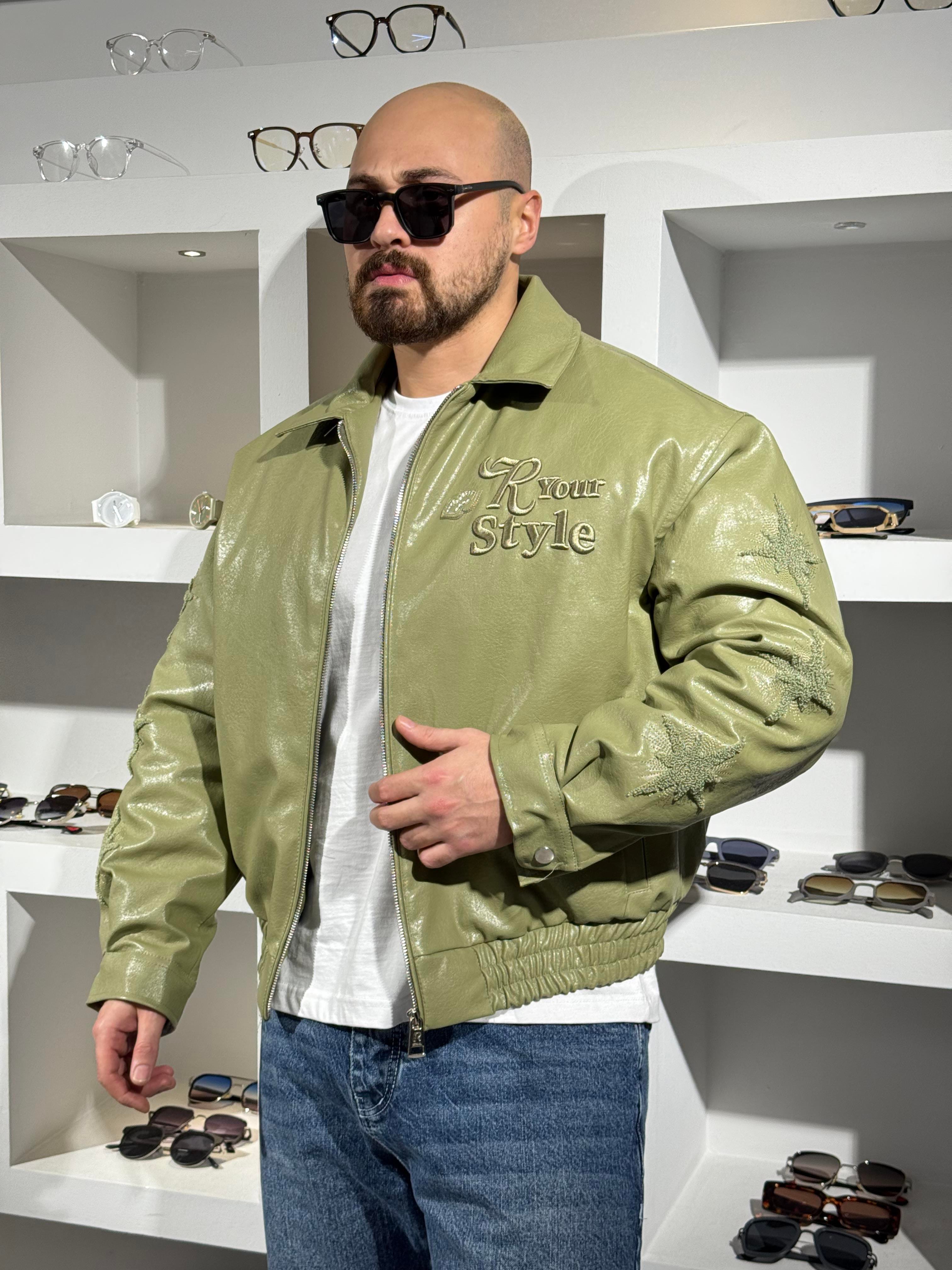 Erkek Deri R Your Style Nakışlı Astarlı Deri Mont (MTY63)