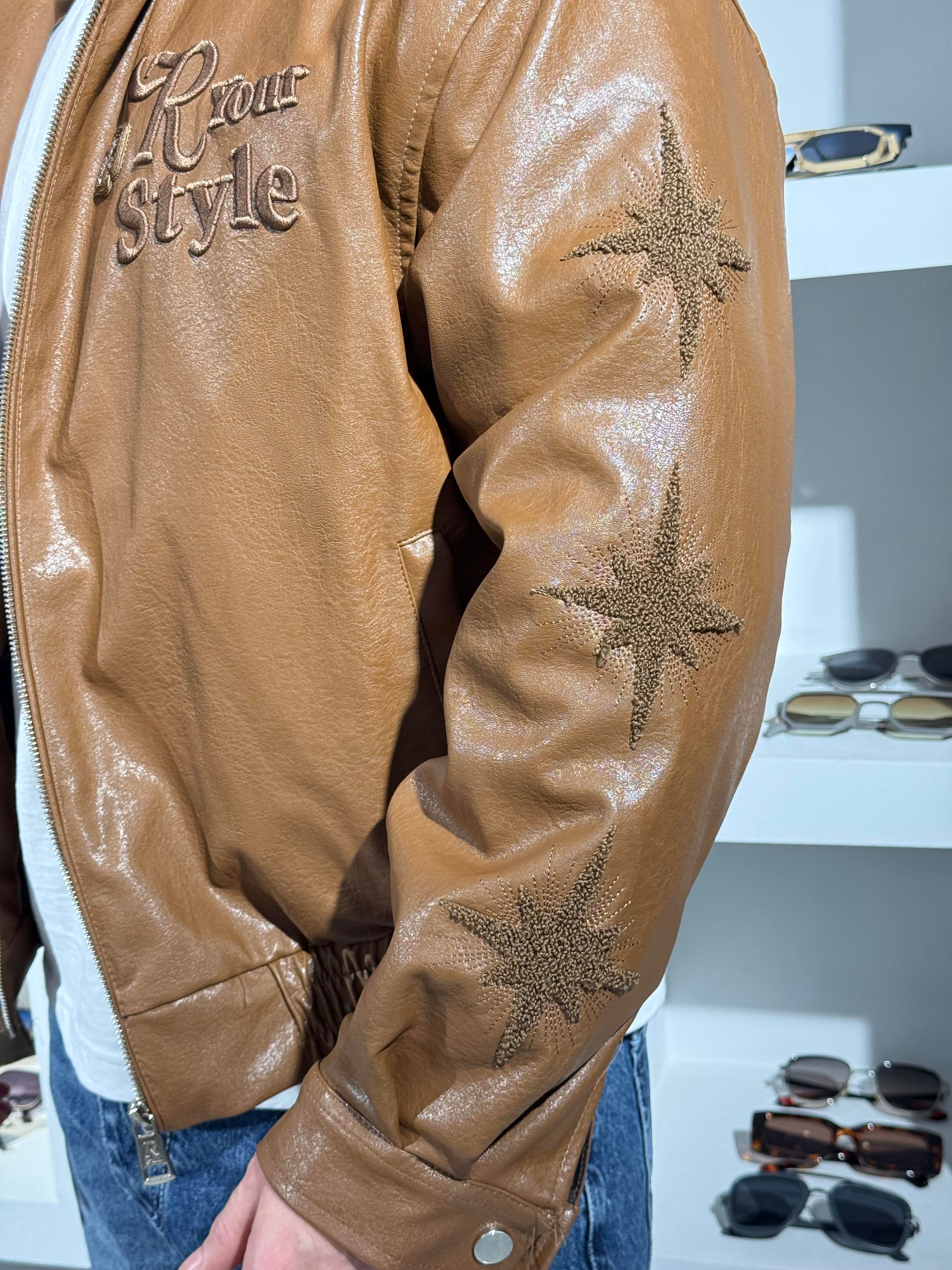 Erkek Deri R Your Style Nakışlı Astarlı Deri Mont (MTKA63)