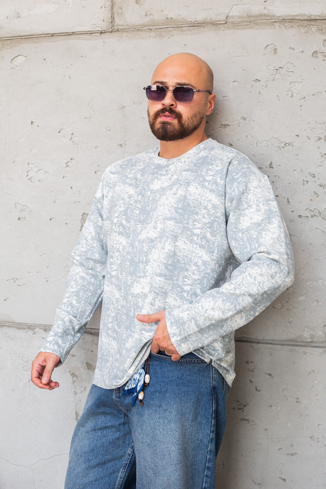 Eskitme Efektli Bisiklet Yaka Oversize Sweatshirt (SVTB97)