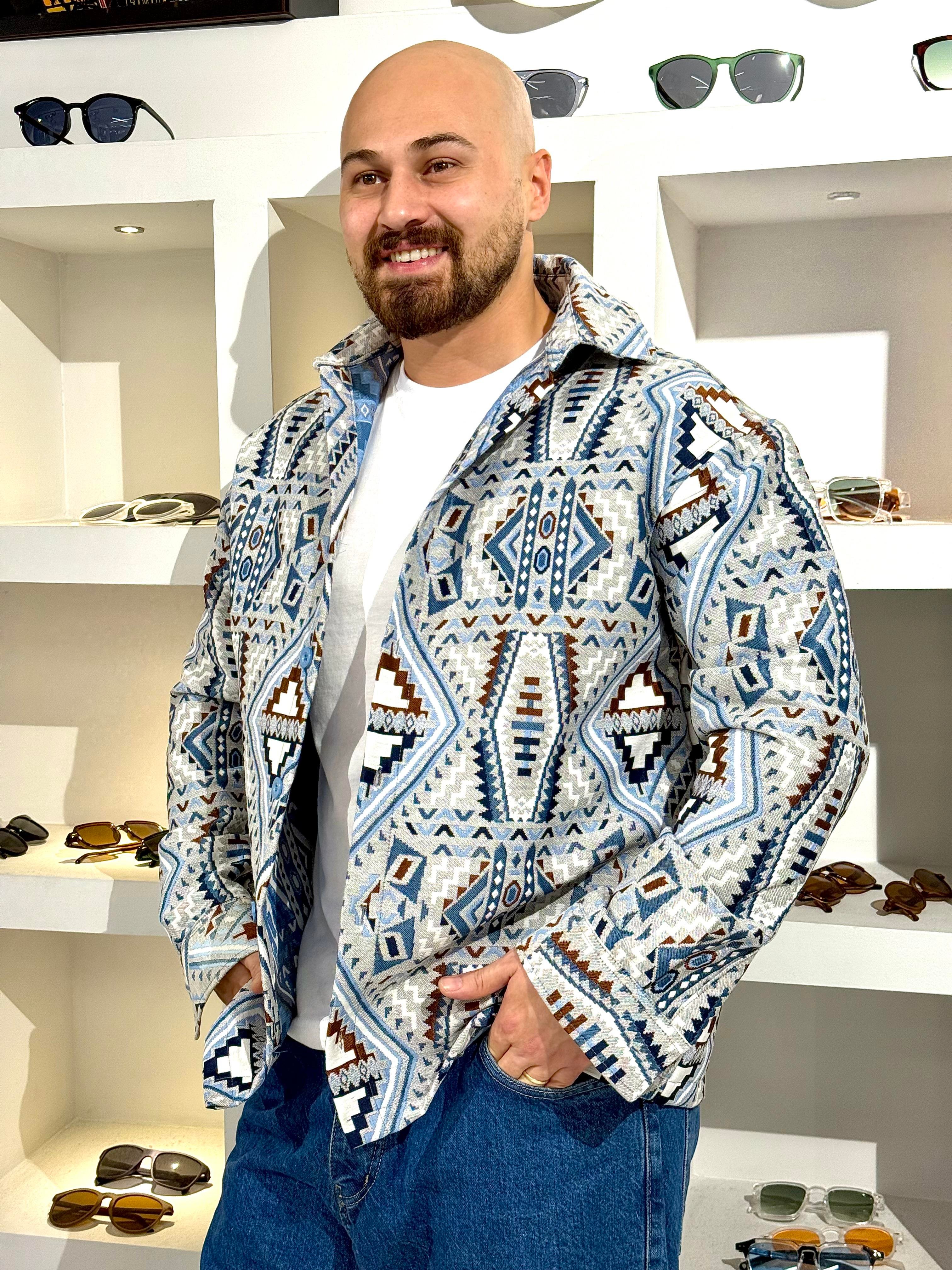 Etnik Desenli Rahat Kalıp Gömlek (GM51)