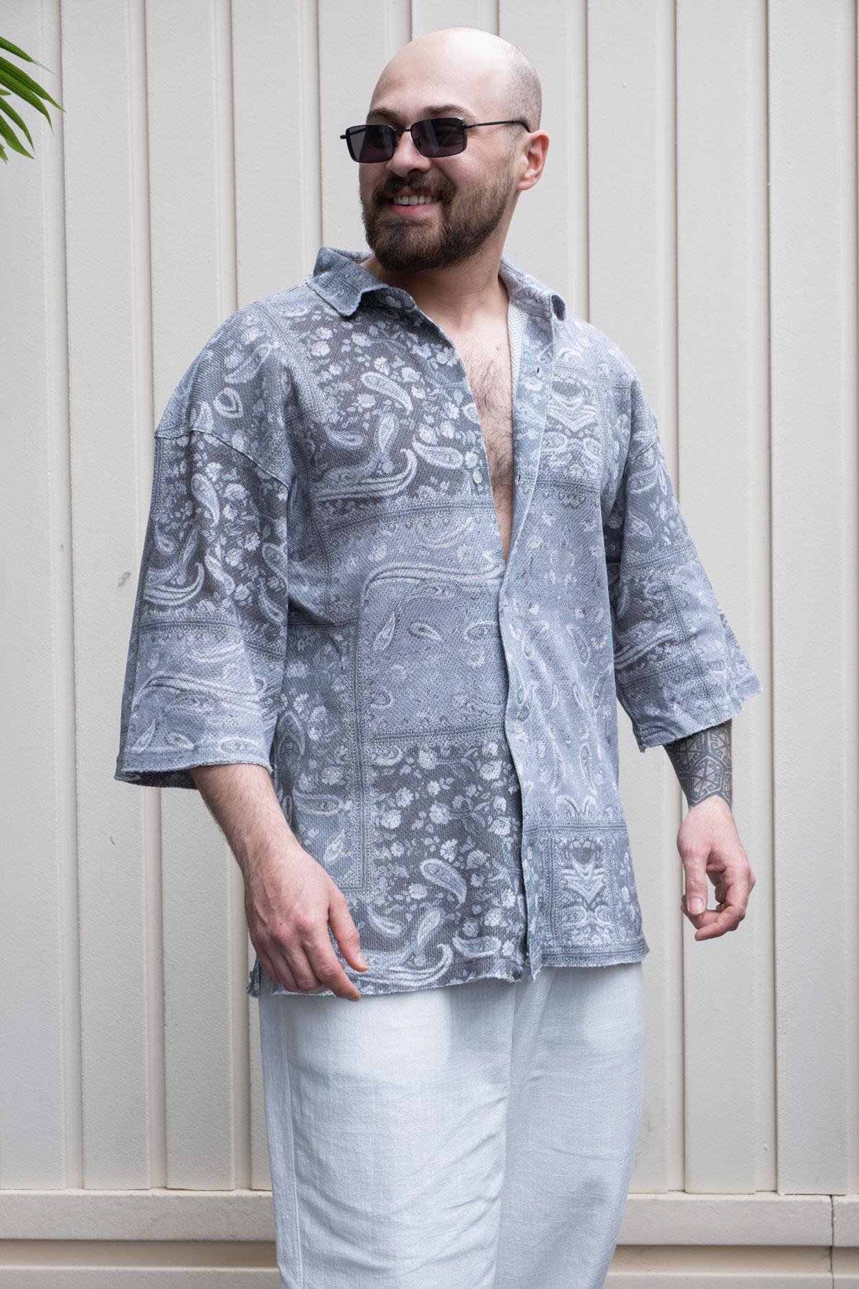 Fakir Kol Dijital Baskılı Oversize Gömlek (GM22)