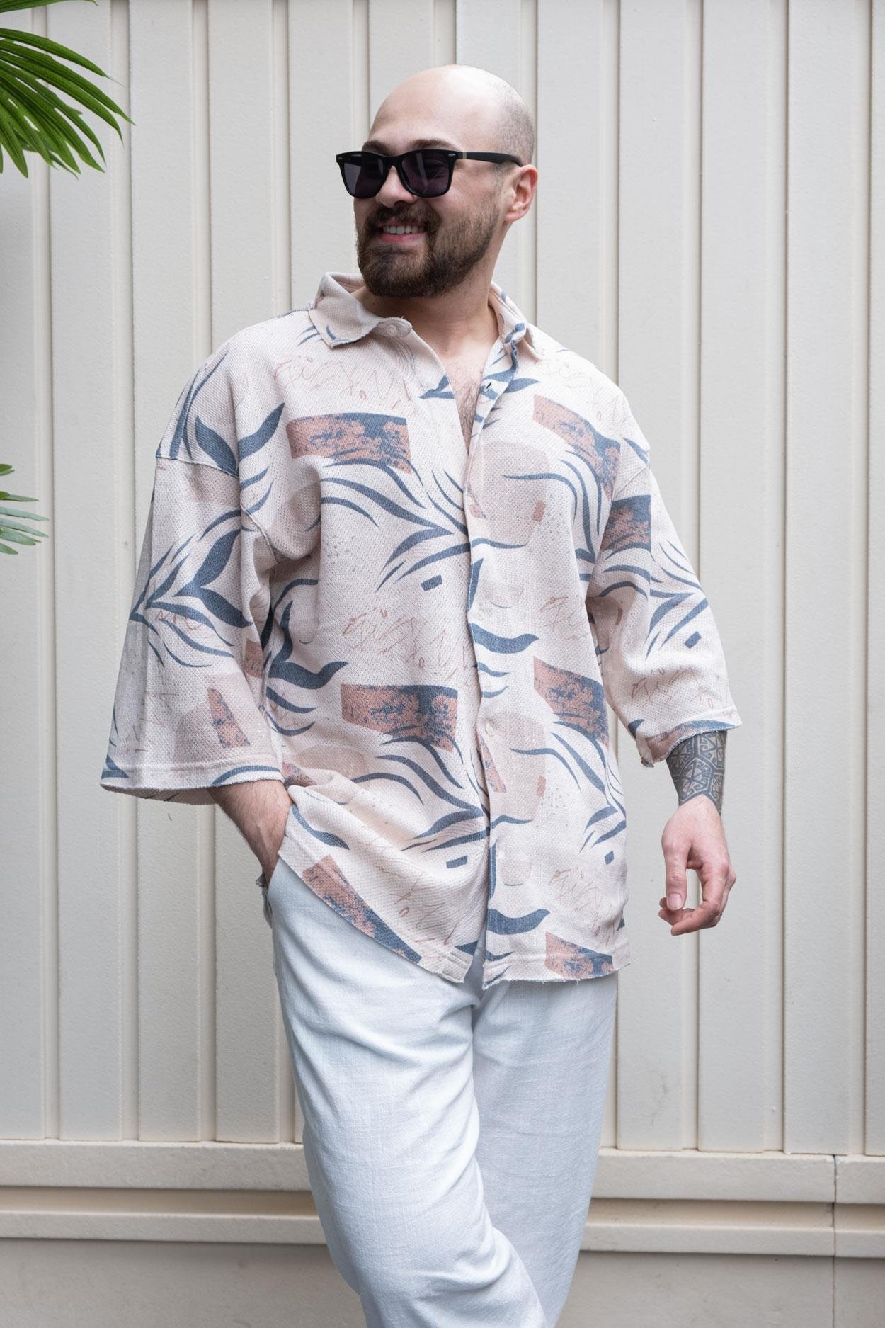 Fakir Kol Dijital Baskılı Oversize Gömlek (GM24)