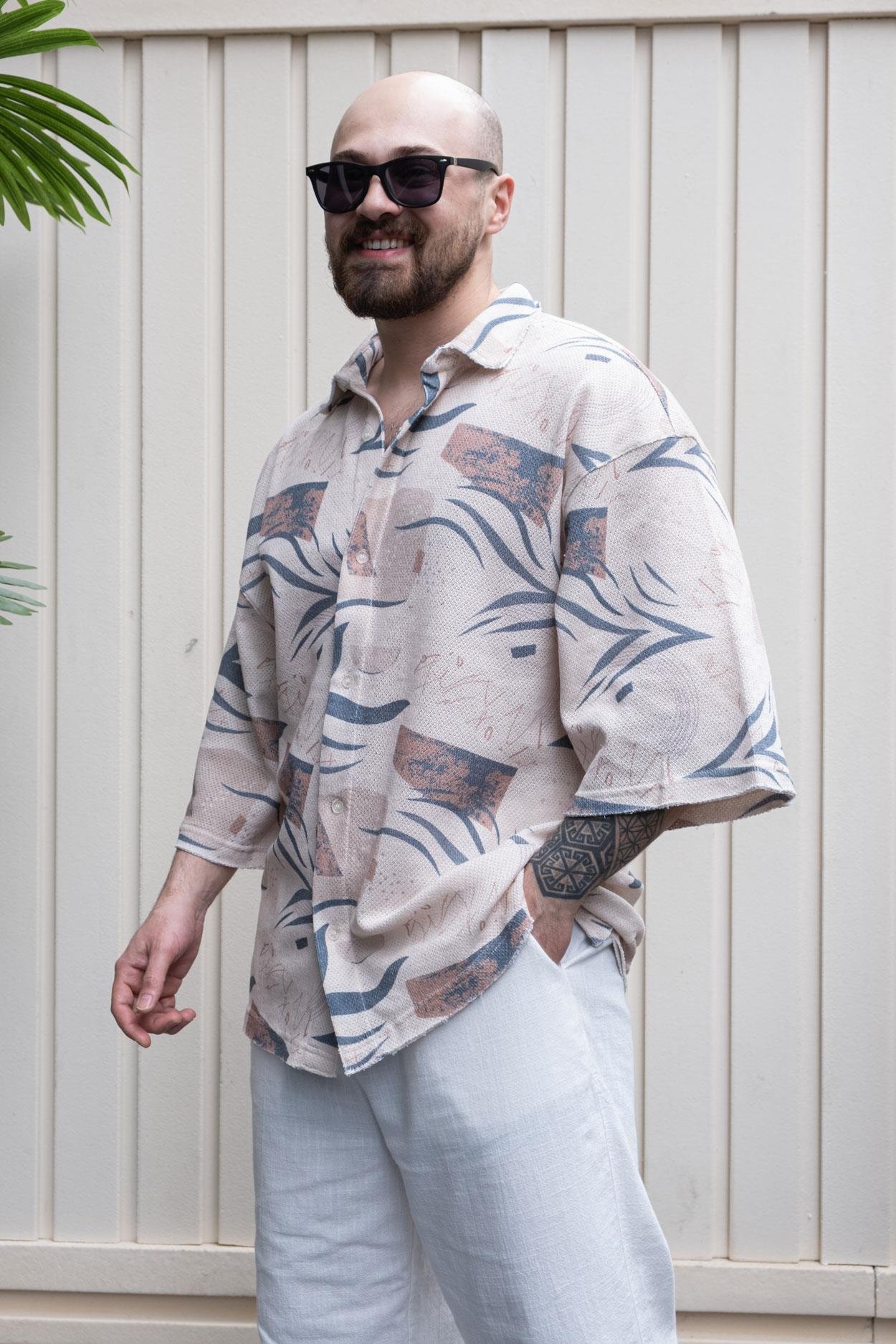 Fakir Kol Dijital Baskılı Oversize Gömlek (GM24)