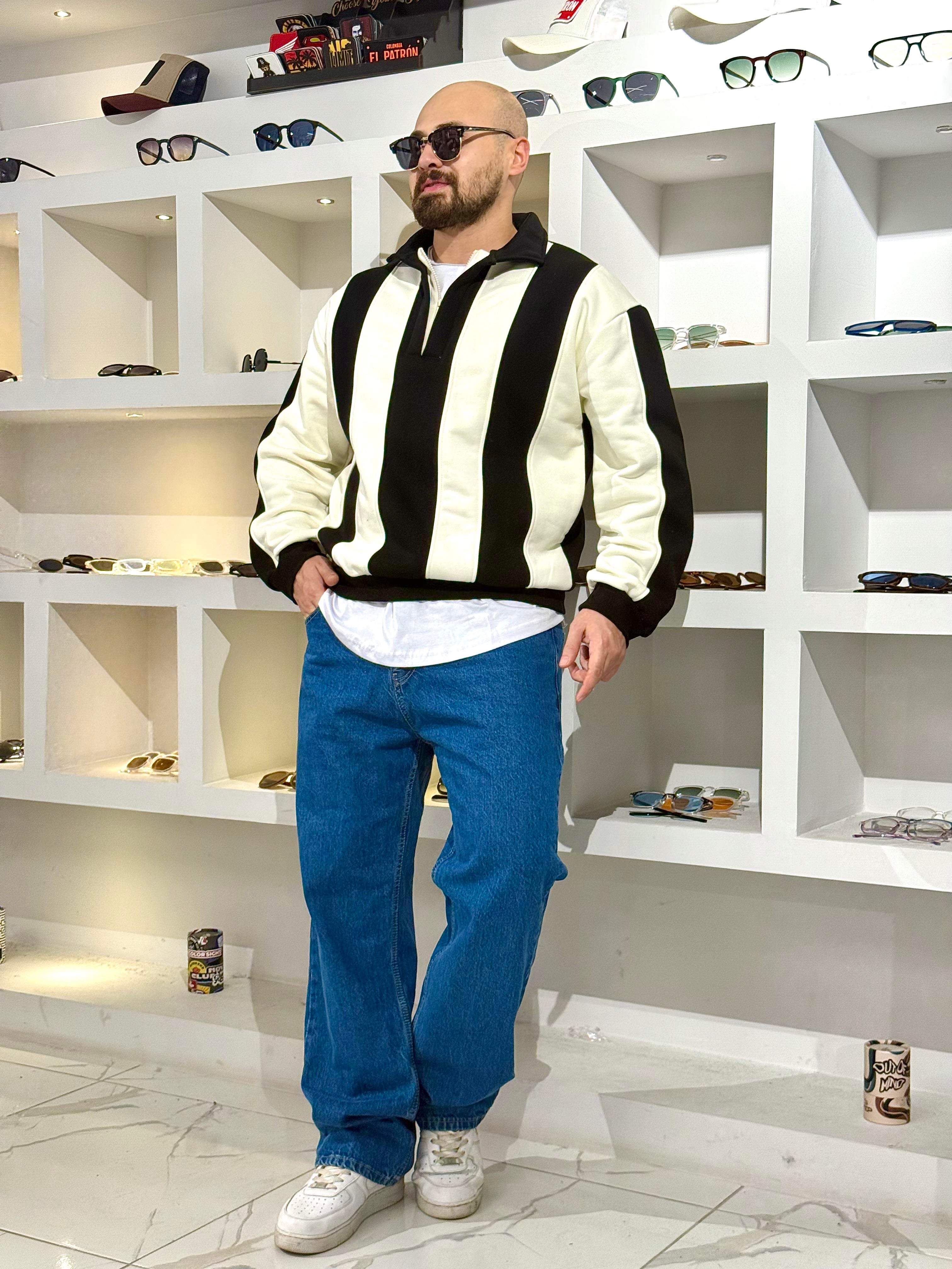 Fermuarlı Polo Yaka Oversize Sweatshirt (SVTS62)