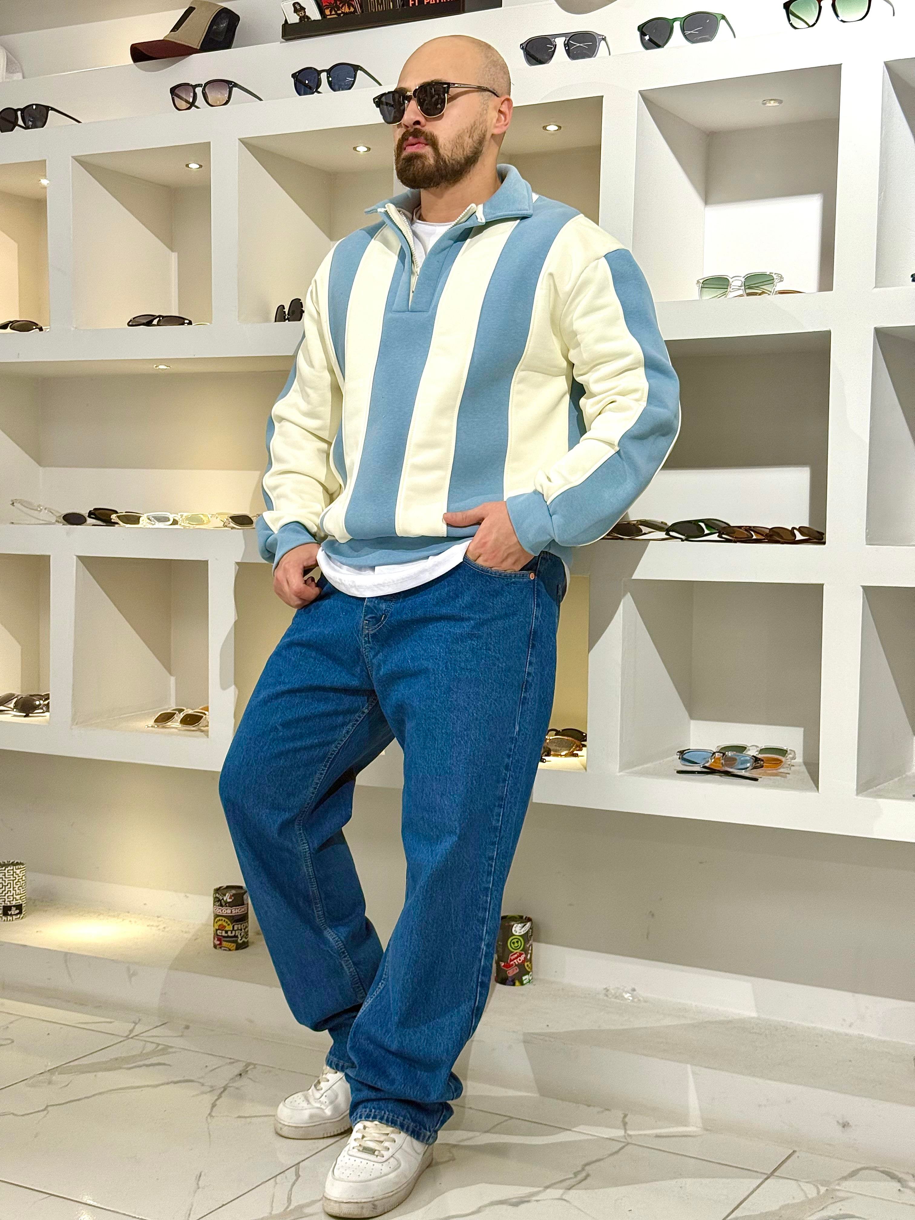 Fermuarlı Polo Yaka Oversize Sweatshirt (SVTMA62)