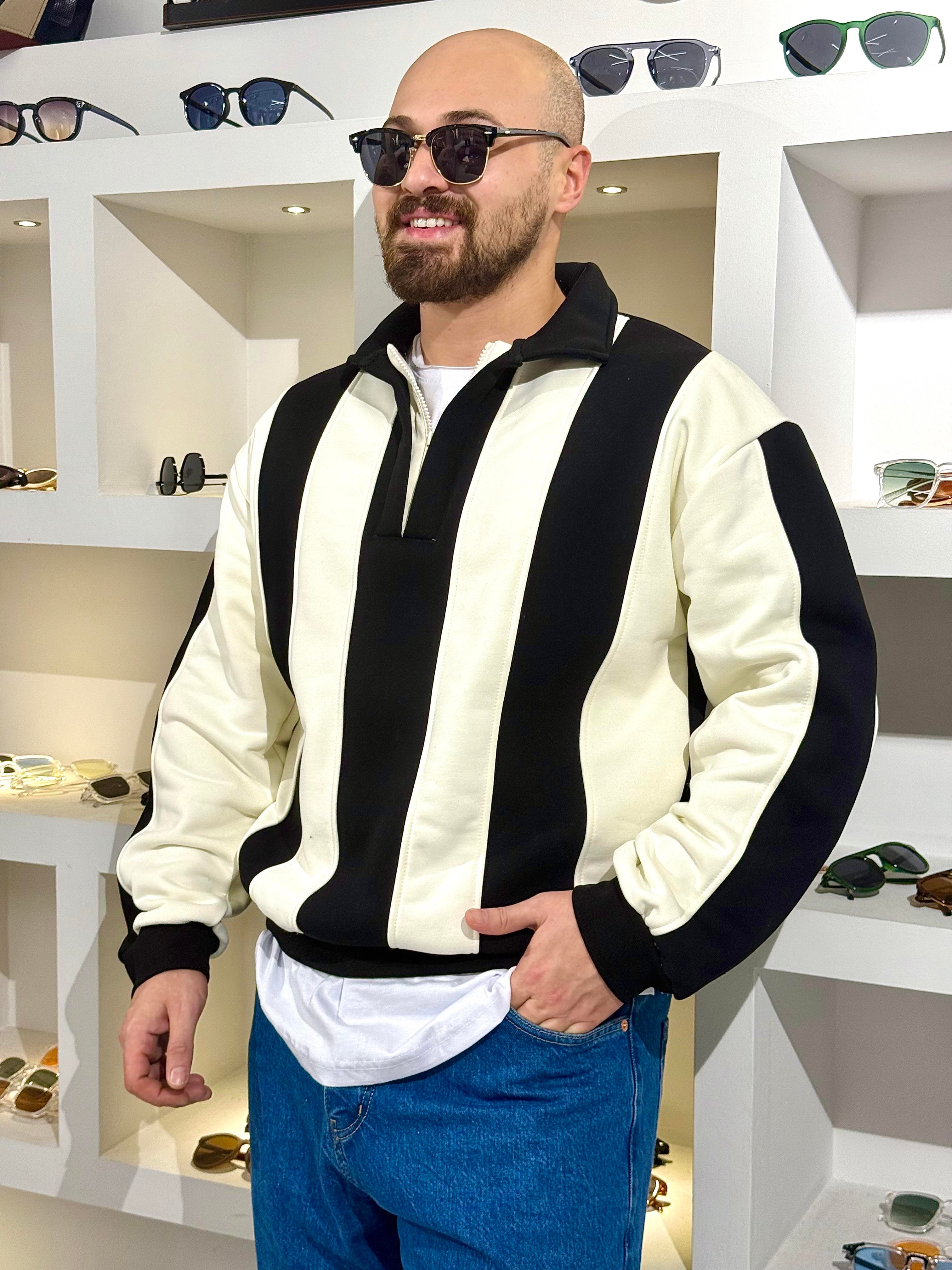 Fermuarlı Polo Yaka Oversize Sweatshirt (SVTS62)