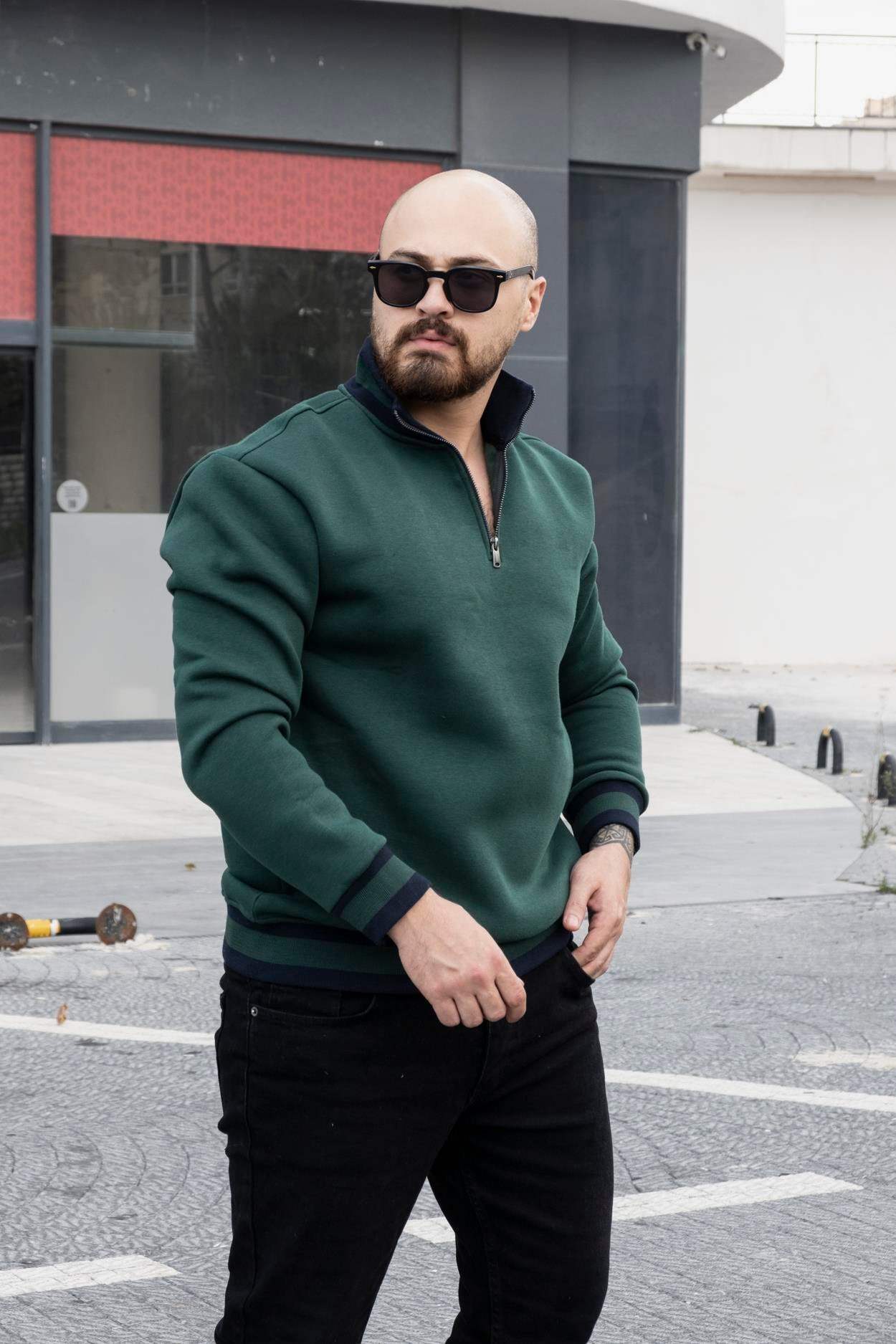 Fermuarlı Üç İplik Sweatshirt (SVTY27)