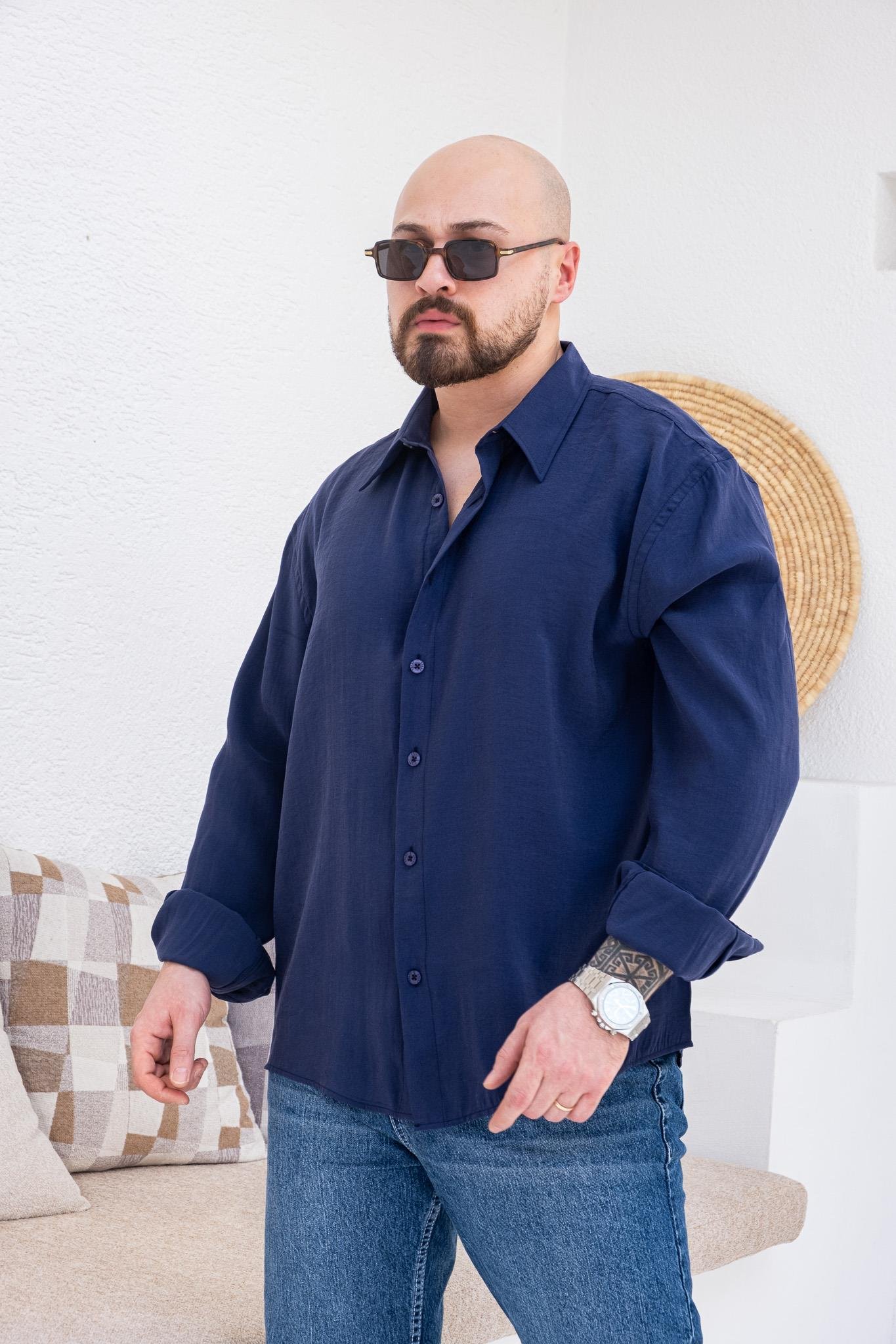 Fırçalı Modal Kumaş Oversize Gömlek (GML66)
