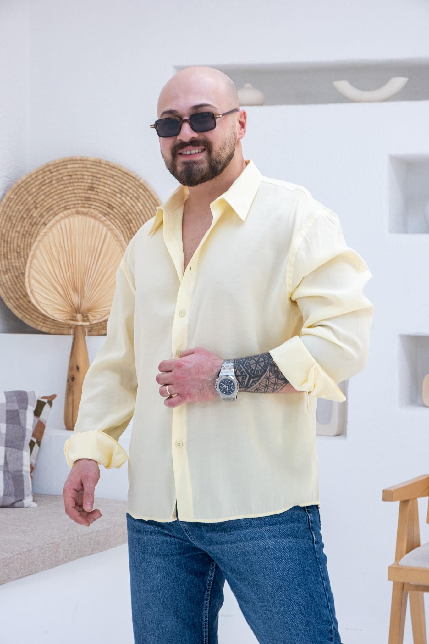 Fırçalı Modal Kumaş Oversize Gömlek (GMSR66)