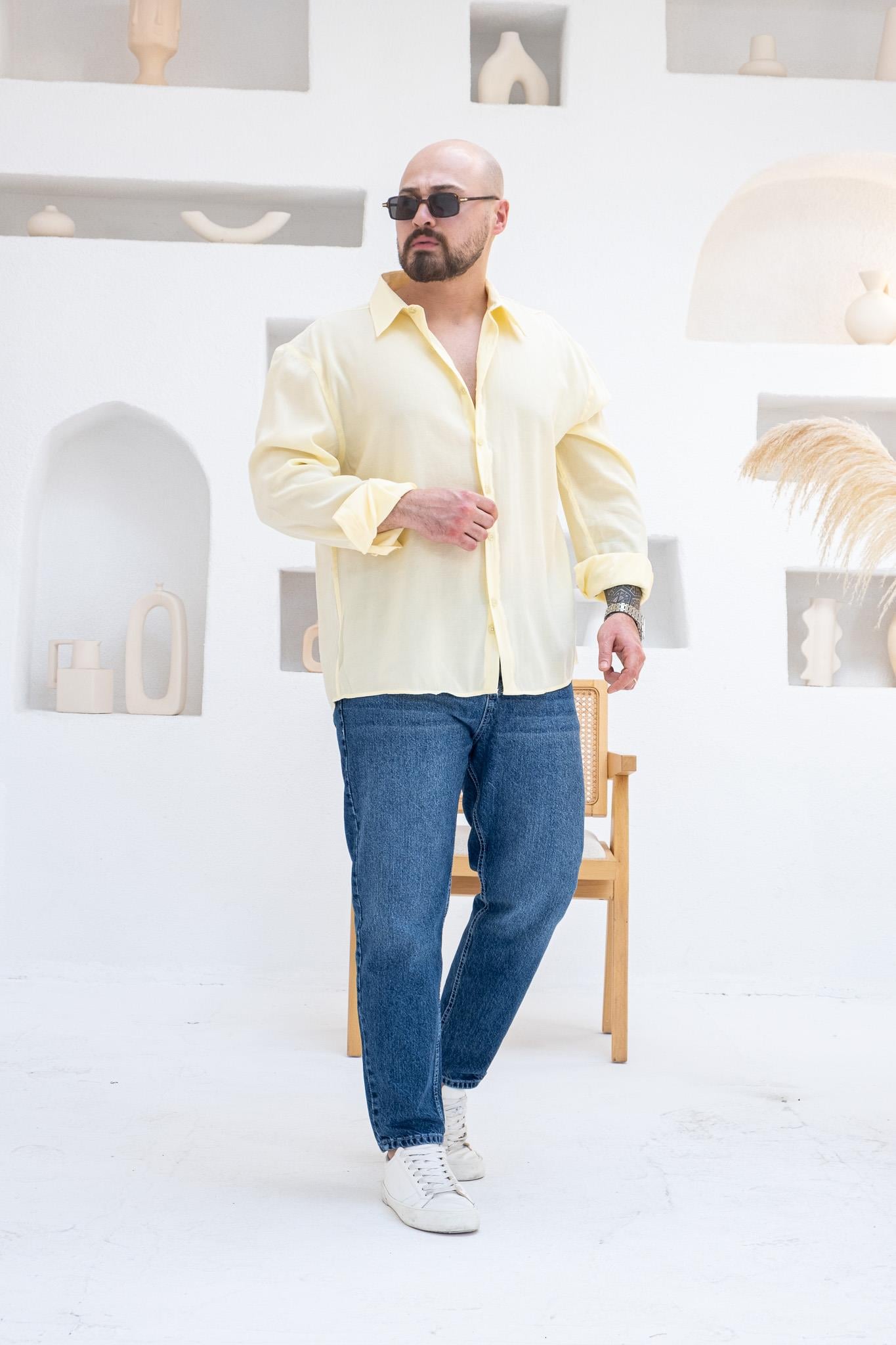 Fırçalı Modal Kumaş Oversize Gömlek (GMSR66)