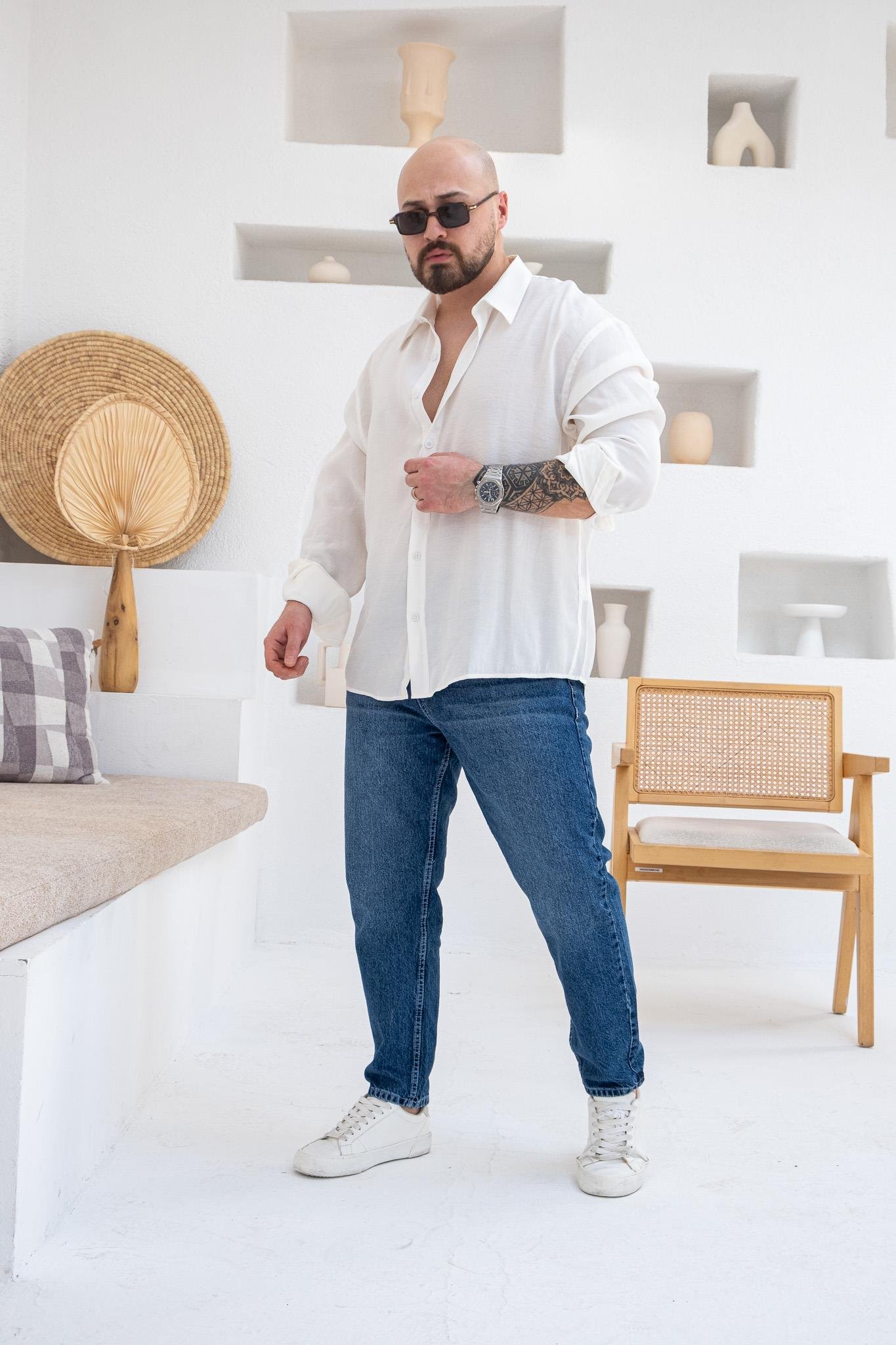 Fırçalı Modal Kumaş Oversize Gömlek (GMB66)