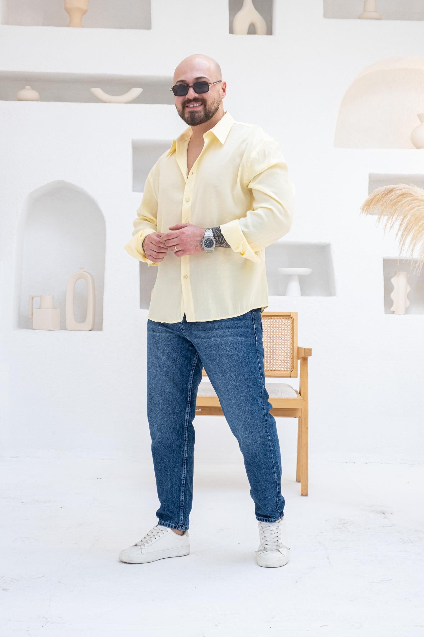 Fırçalı Modal Kumaş Oversize Gömlek (GMSR66)