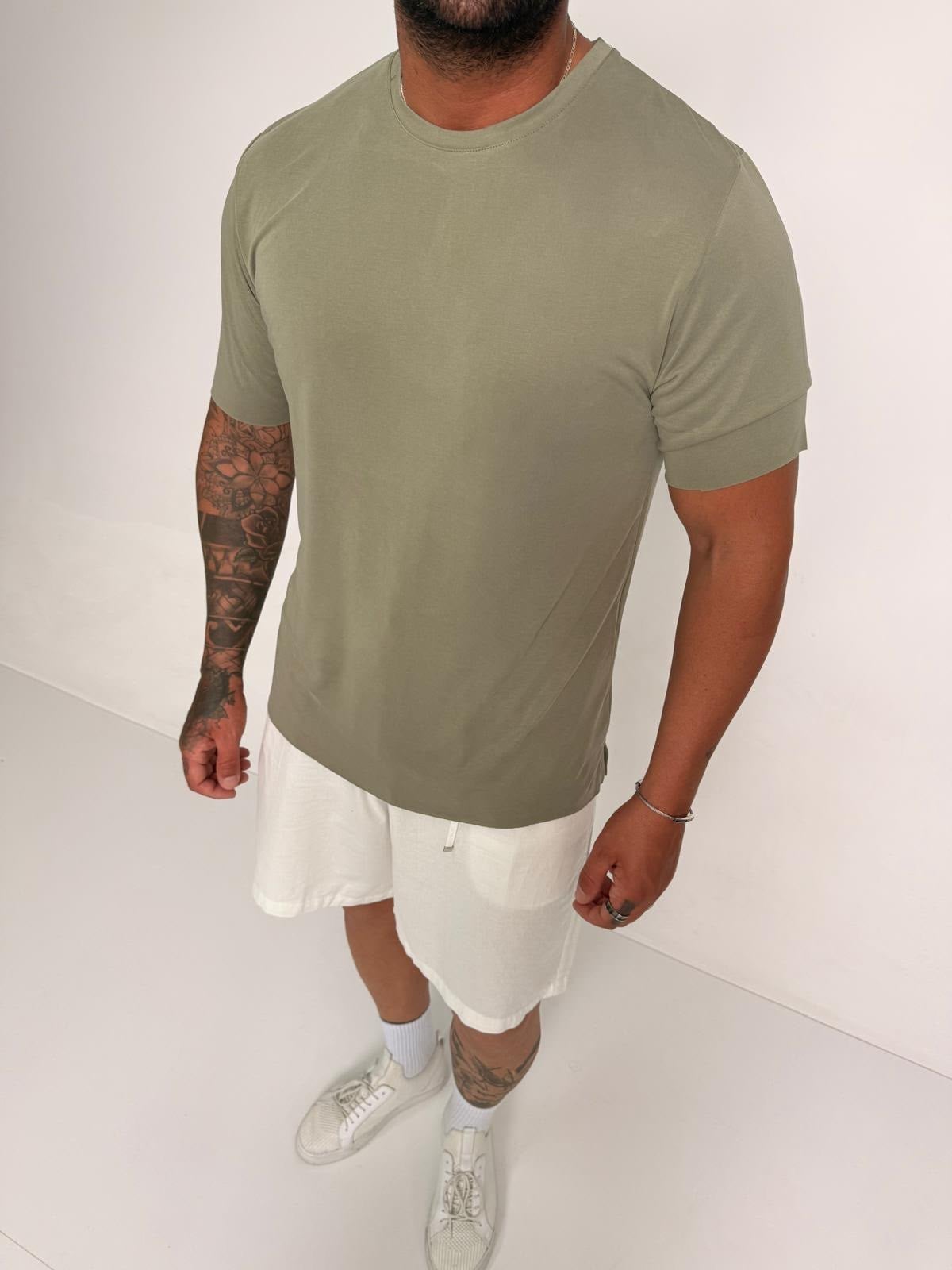 Fırçalı Tensel Kumaş Slim Fit T-Shirt (TSY95)