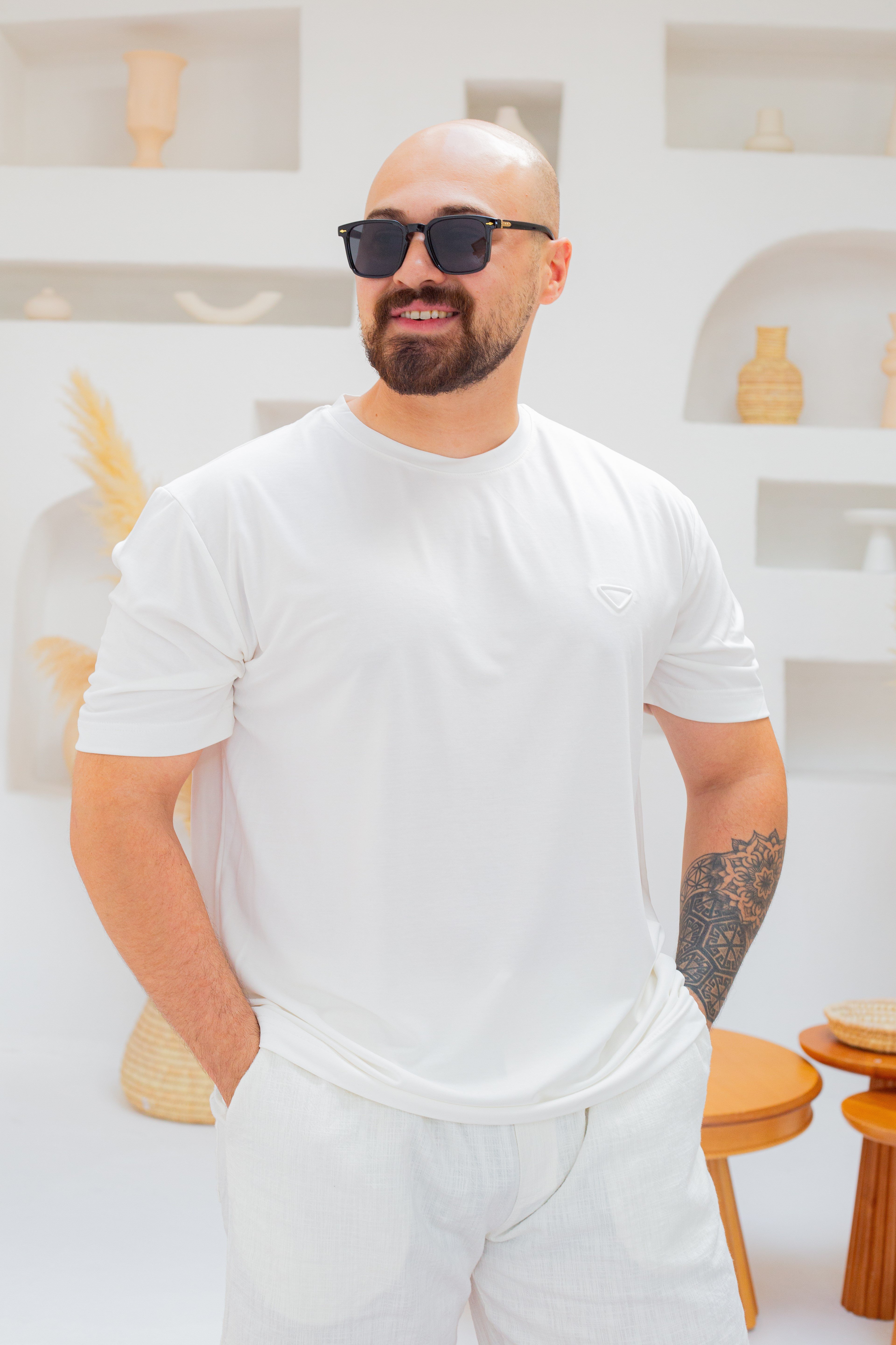 Fırçalı Tensel Kumaş Slim Fit T-Shirt (TSB107)