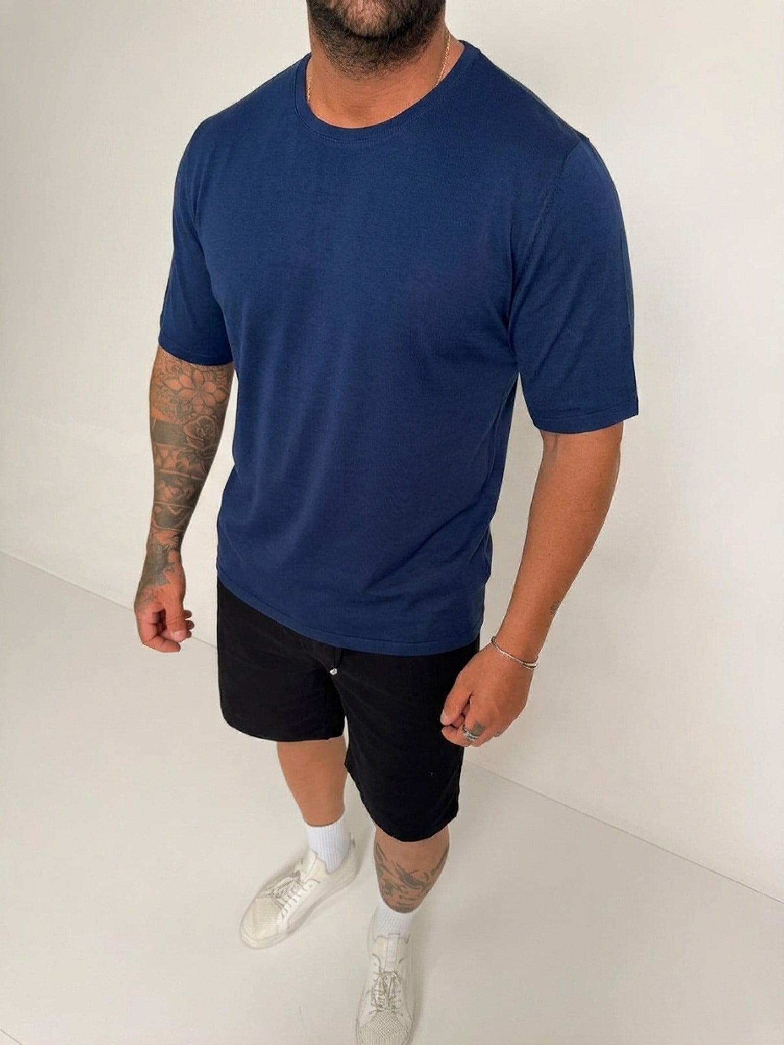 Fırçalı Tensel Kumaş Slim Fit T-Shirt (TSL95)