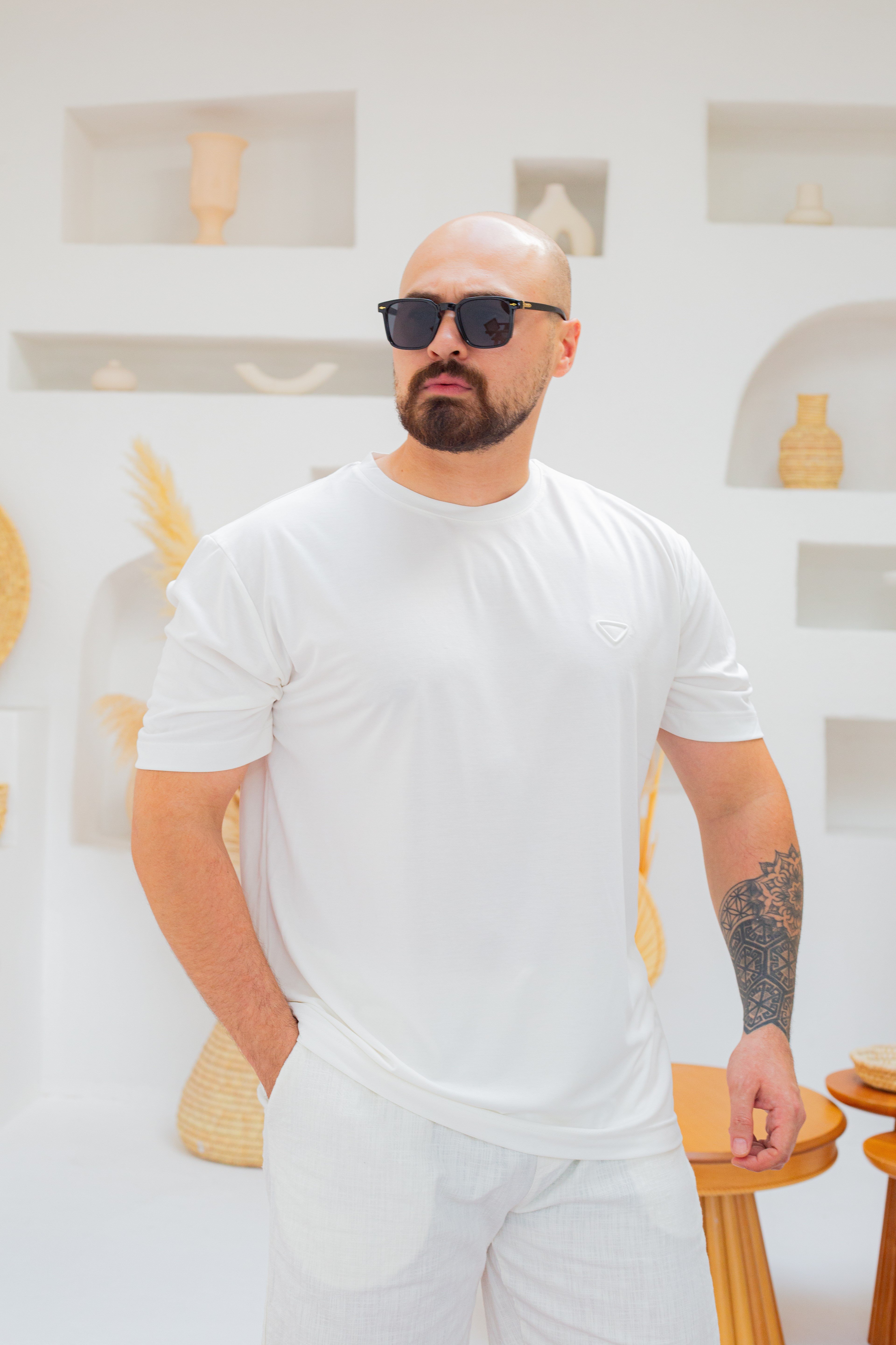 Fırçalı Tensel Kumaş Slim Fit T-Shirt (TSB107)