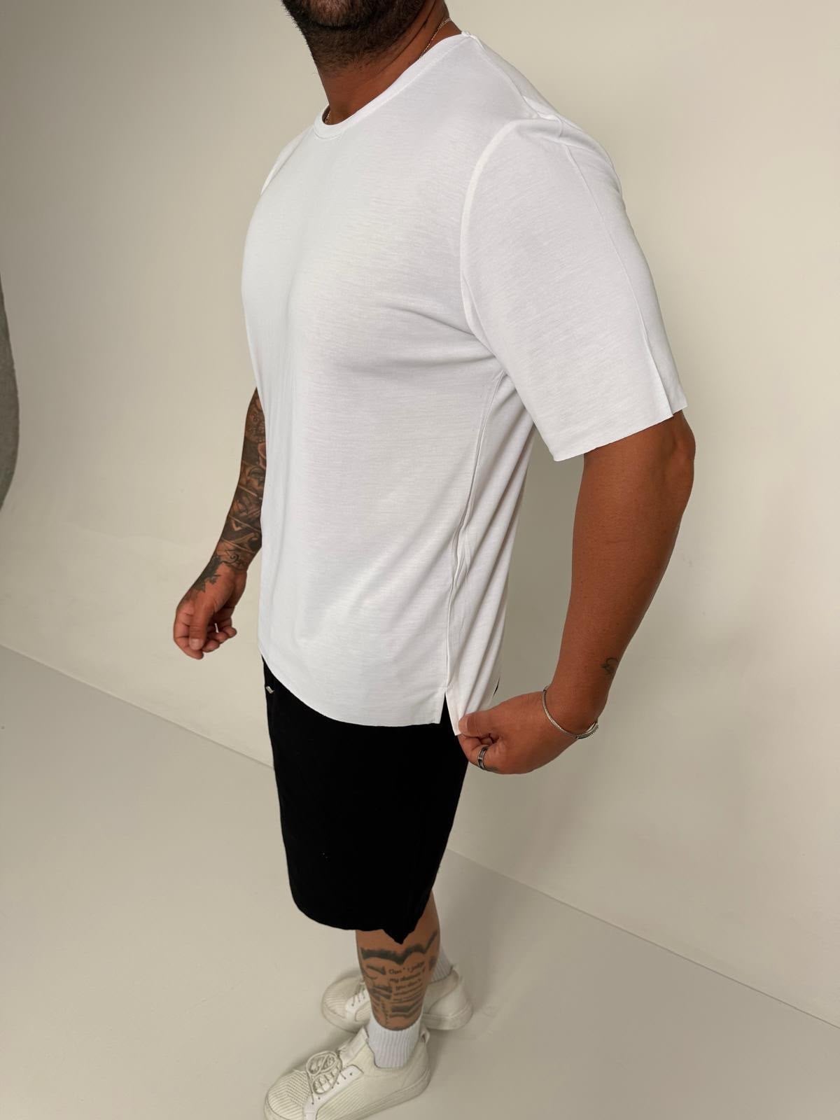 Fırçalı Tensel Kumaş Slim Fit T-Shirt (TSB95)