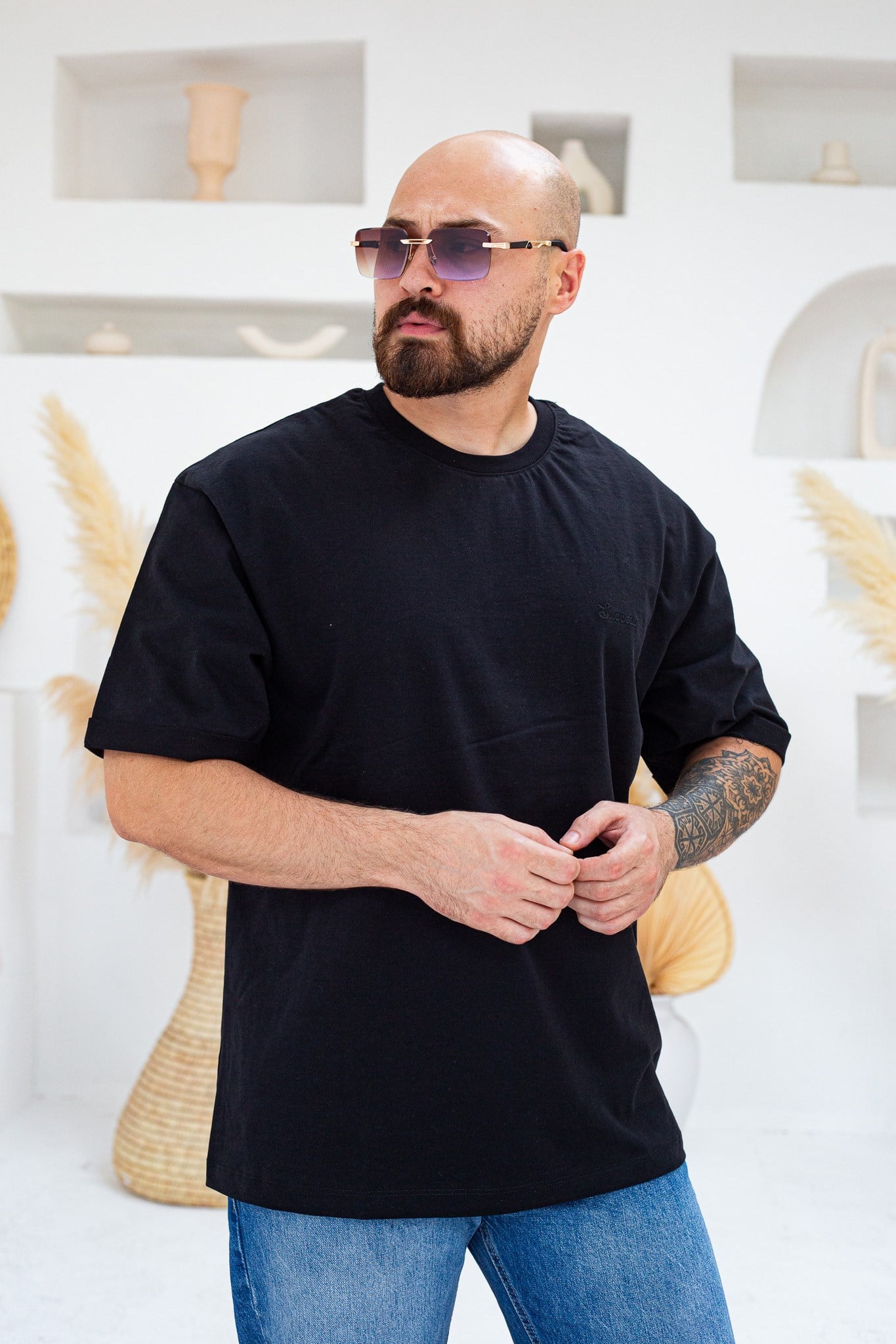 Göğüs Nakış Detaylı Oversize T-Shirt (TSS109)