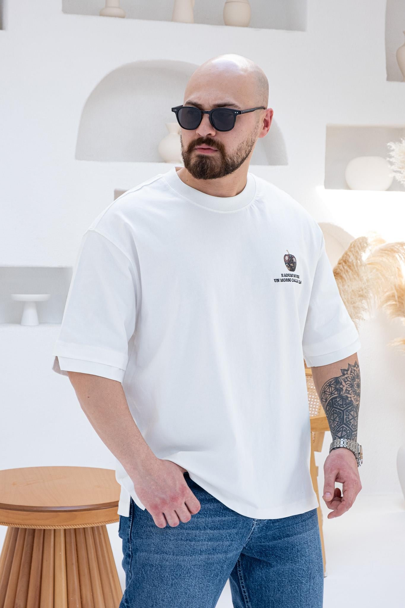 Göğüs Sırt Baskılı Ve Nakışlı Oversize T-shirt(TSB55)