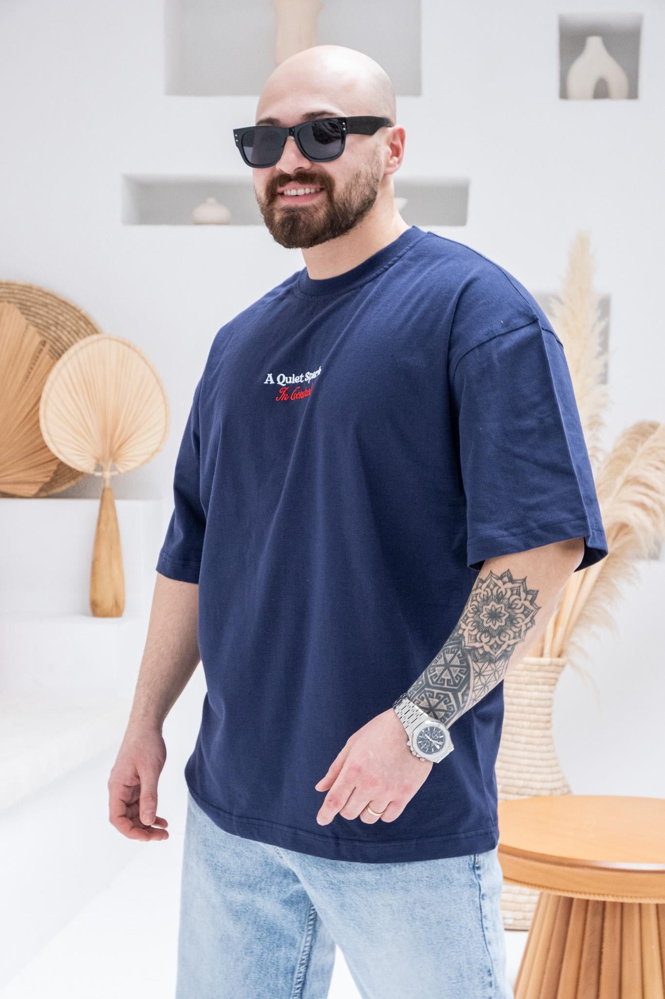 Göğüs Sırt Baskılı Ve Nakışlı Oversize T-shirt(TSL58)