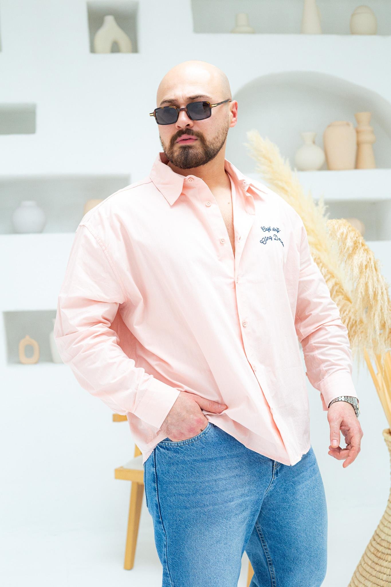 Göğüs ve Sırt Baskılı Oversize Gömlek (GMP63)