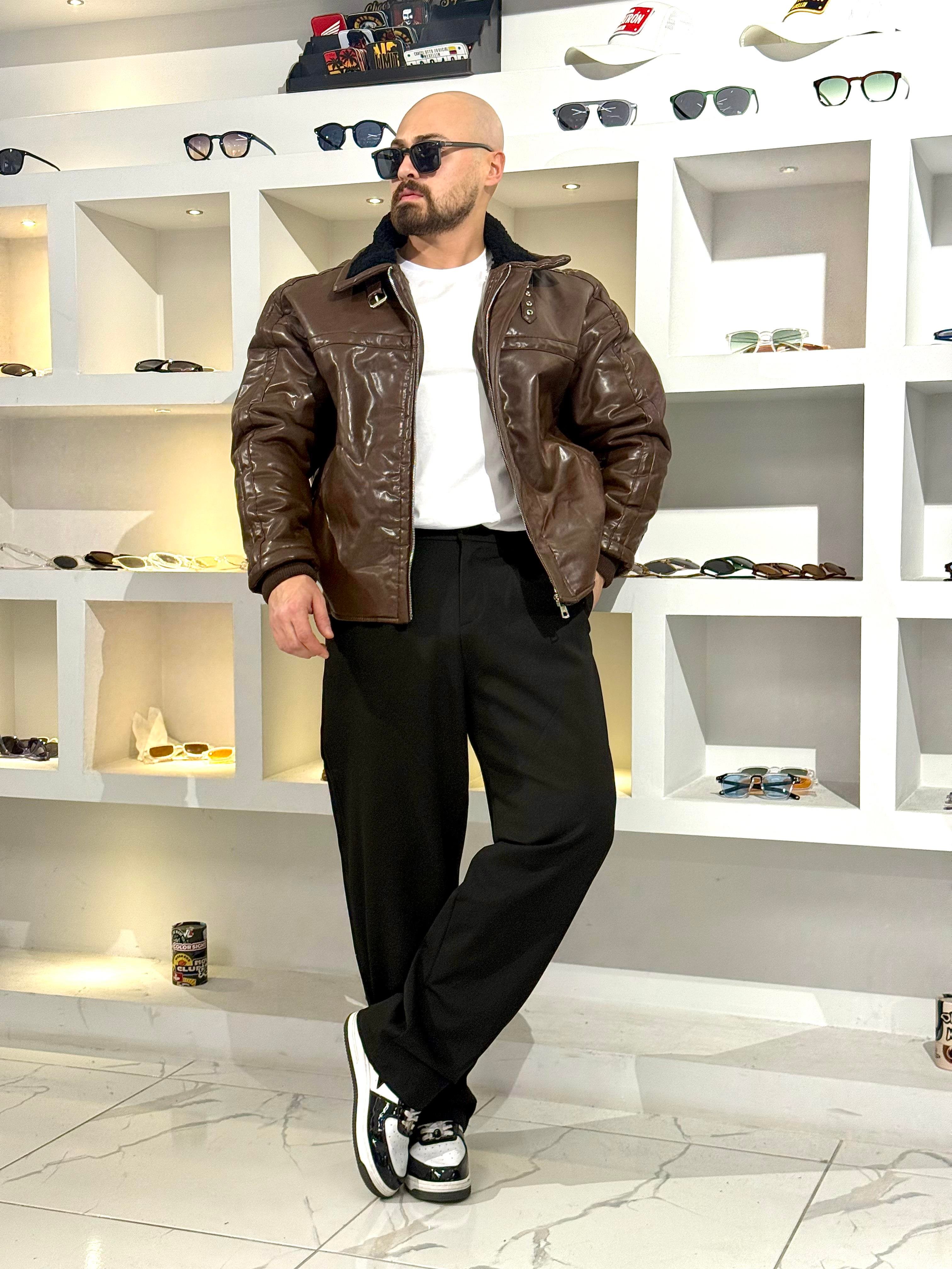 İçi Kürklü Rahat Kalıp Deri Mont (MTK57)