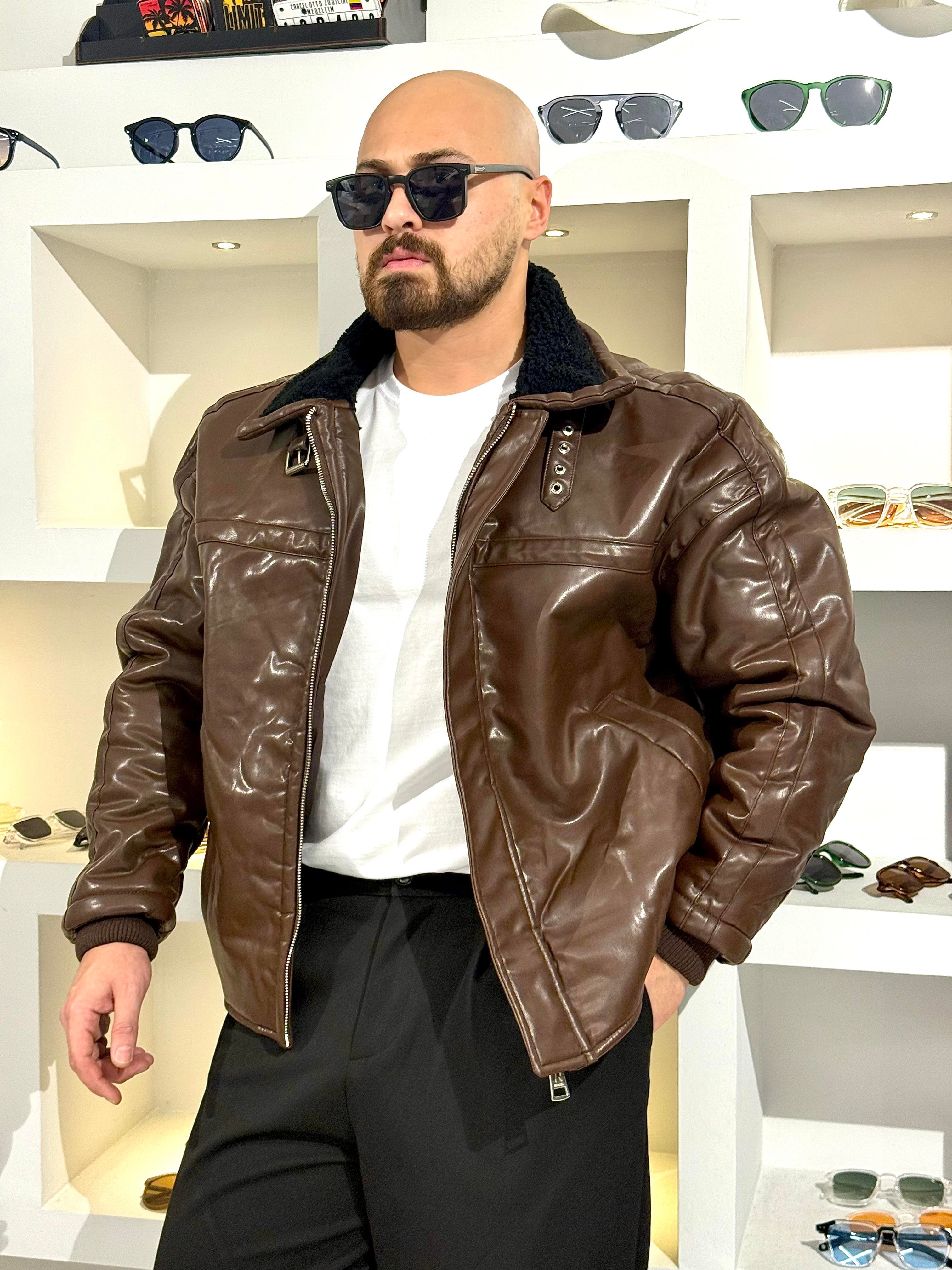 İçi Kürklü Rahat Kalıp Deri Mont (MTK57)