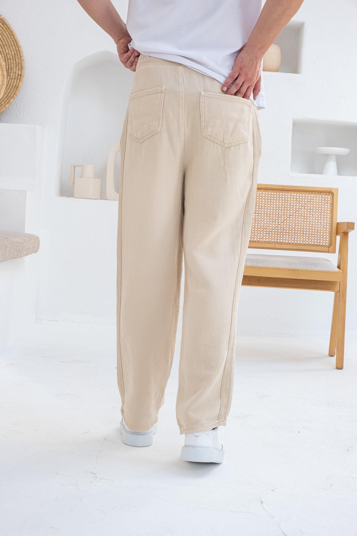 İnce Gabardin Şerit Detaylı Jogger Pantolon (JGK34)