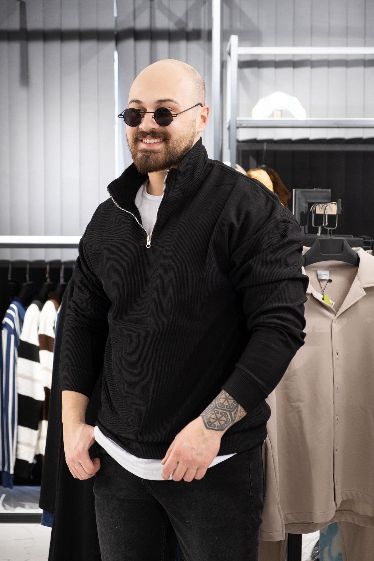 Jakarlı Şardonlu Rahat Kalıp Sweatshirt (K-SWTS7)