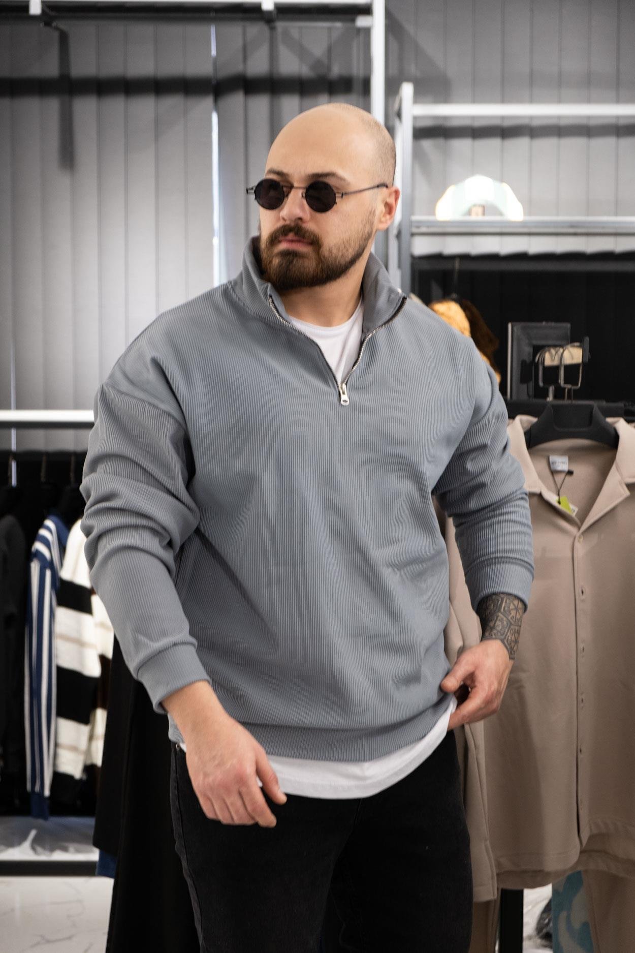 Jakarlı Şardonlu Rahat Kalıp Sweatshirt (K-SWTG7)