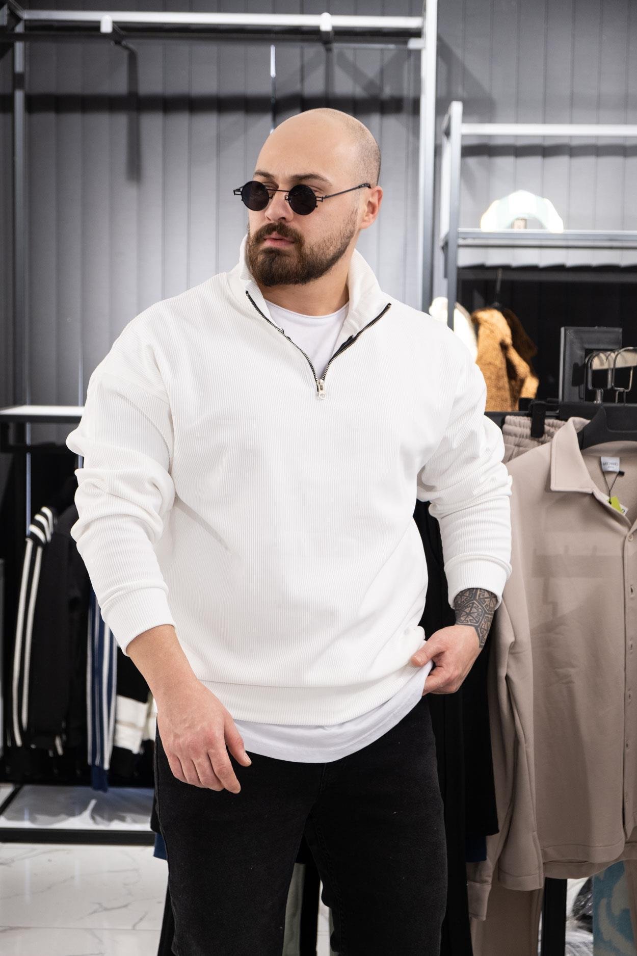 Jakarlı Şardonlu Rahat Kalıp Sweatshirt (K-SWTB7)