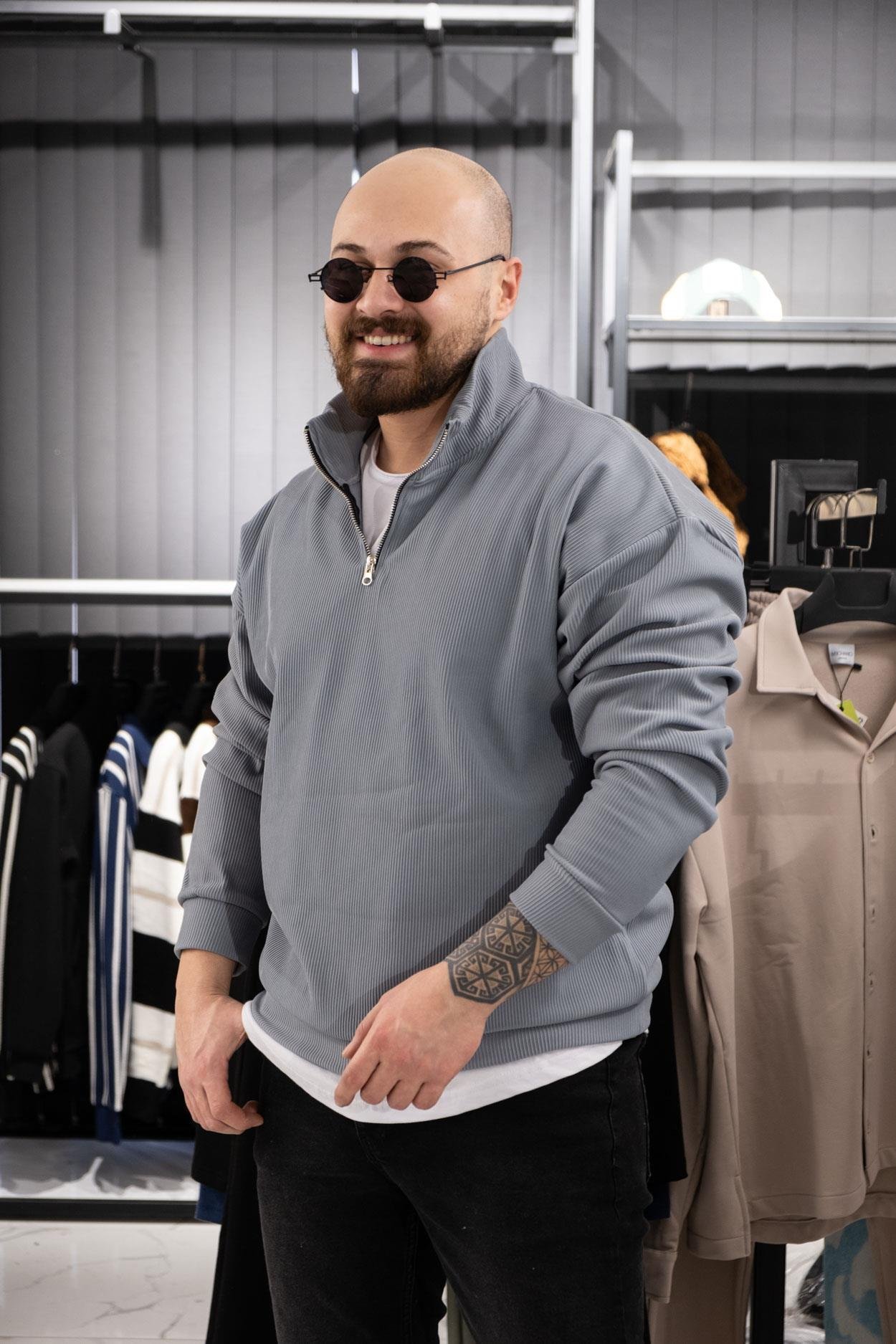 Jakarlı Şardonlu Rahat Kalıp Sweatshirt (K-SWTG7)