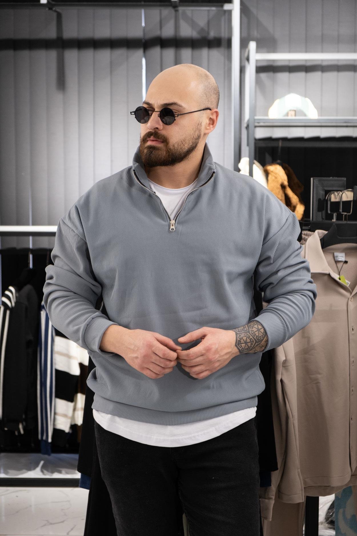 Jakarlı Şardonlu Rahat Kalıp Sweatshirt (K-SWTG7)