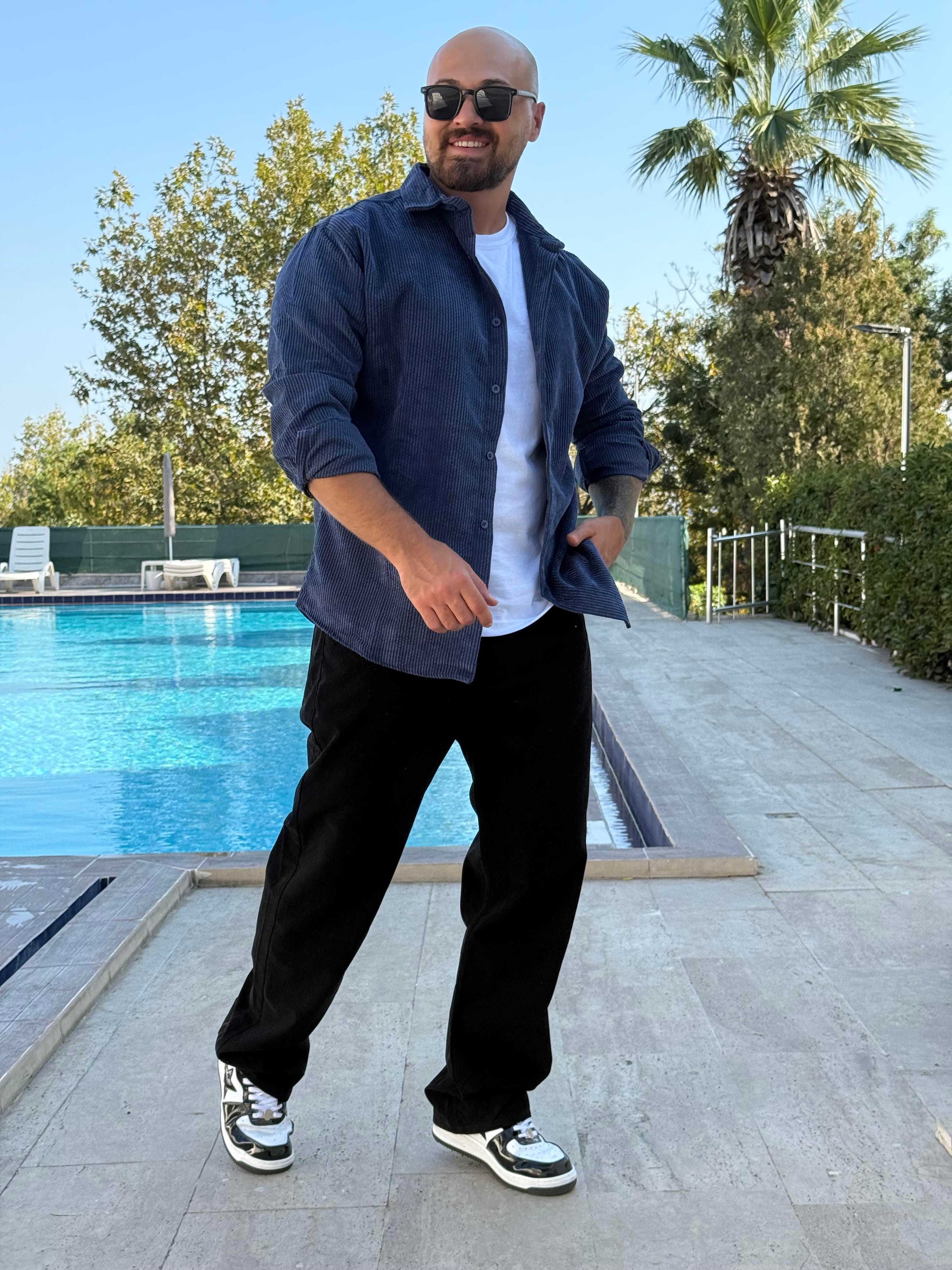 Kadife Kumaş Rahat Kalıp Gömlek (GML44)
