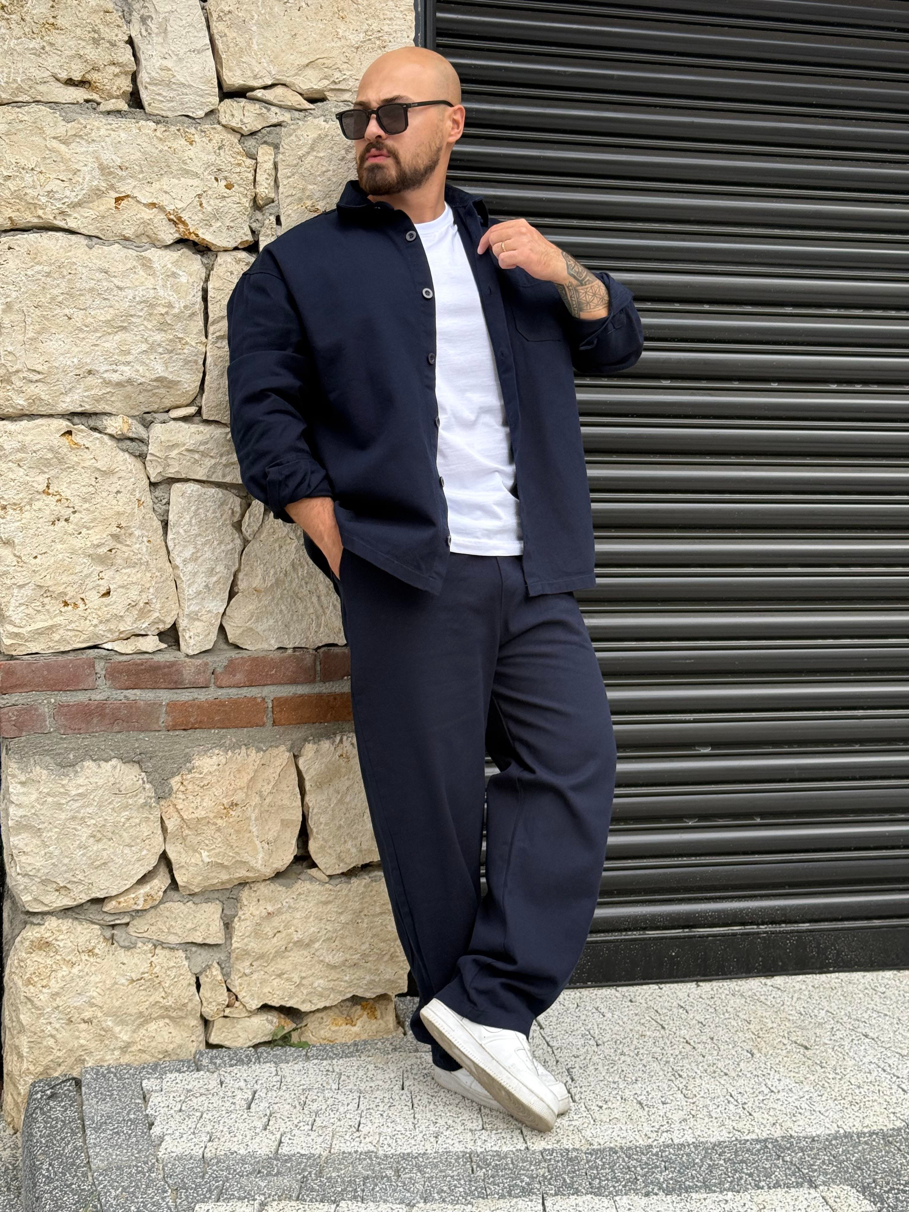 Kalın Gabardin Kumaş Gömlek/Jogger Takım (TKL20)