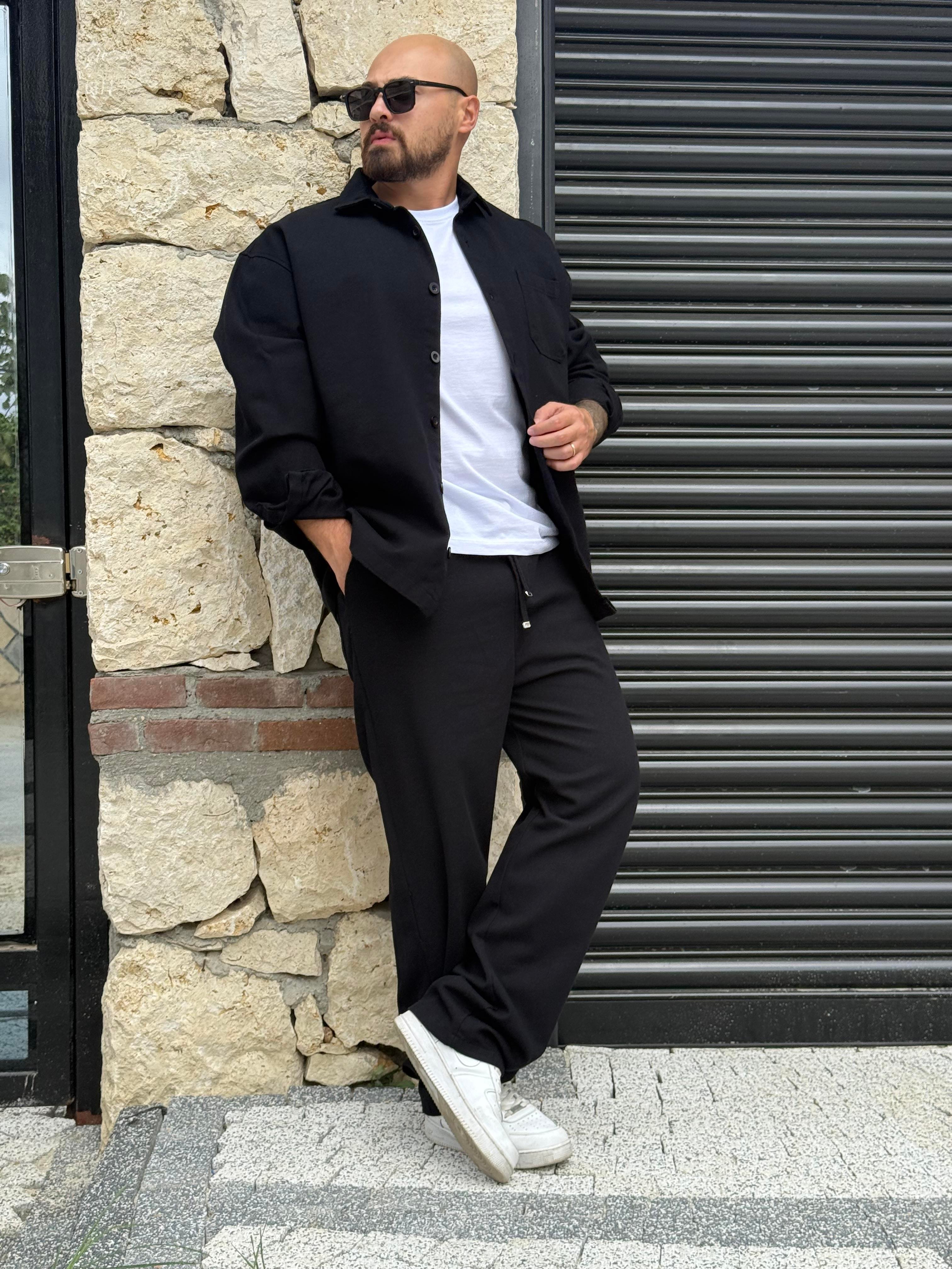 Kalın Gabardin Kumaş Gömlek/Jogger Takım (TKS20)