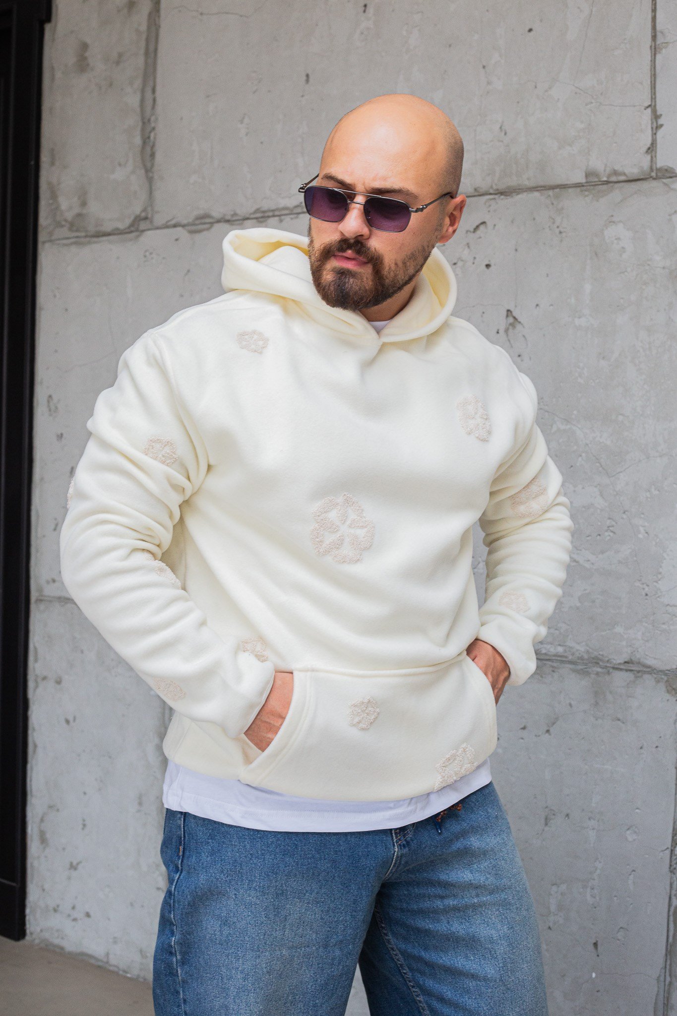Kanguru Cepli Rahat Kesim Nakışlı Polar Sweatshirt (SVTB95)