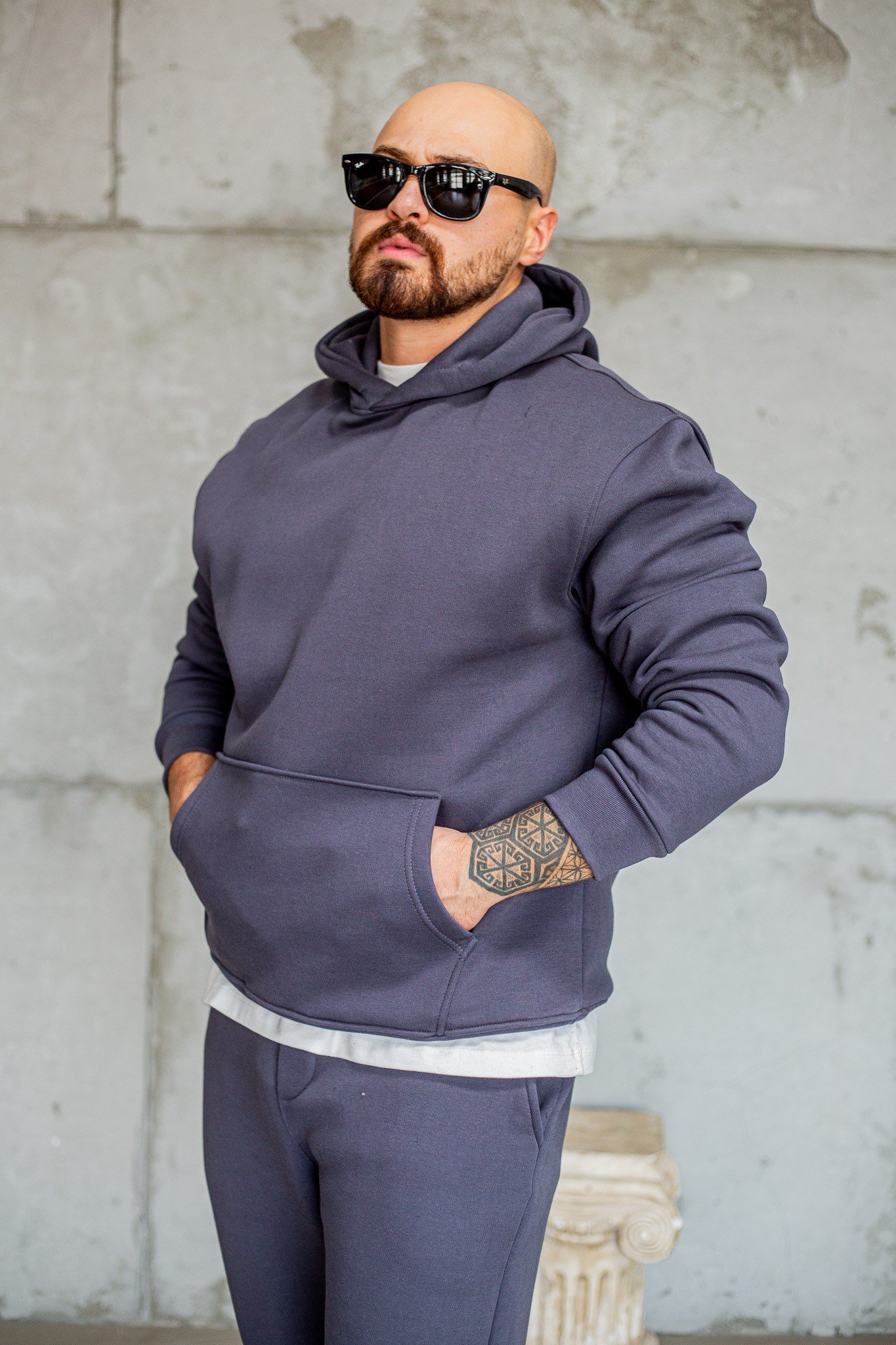 Kapişonlu Kanguru Cepli 3 İplik Şardonlu Sweat  (SVTA110)