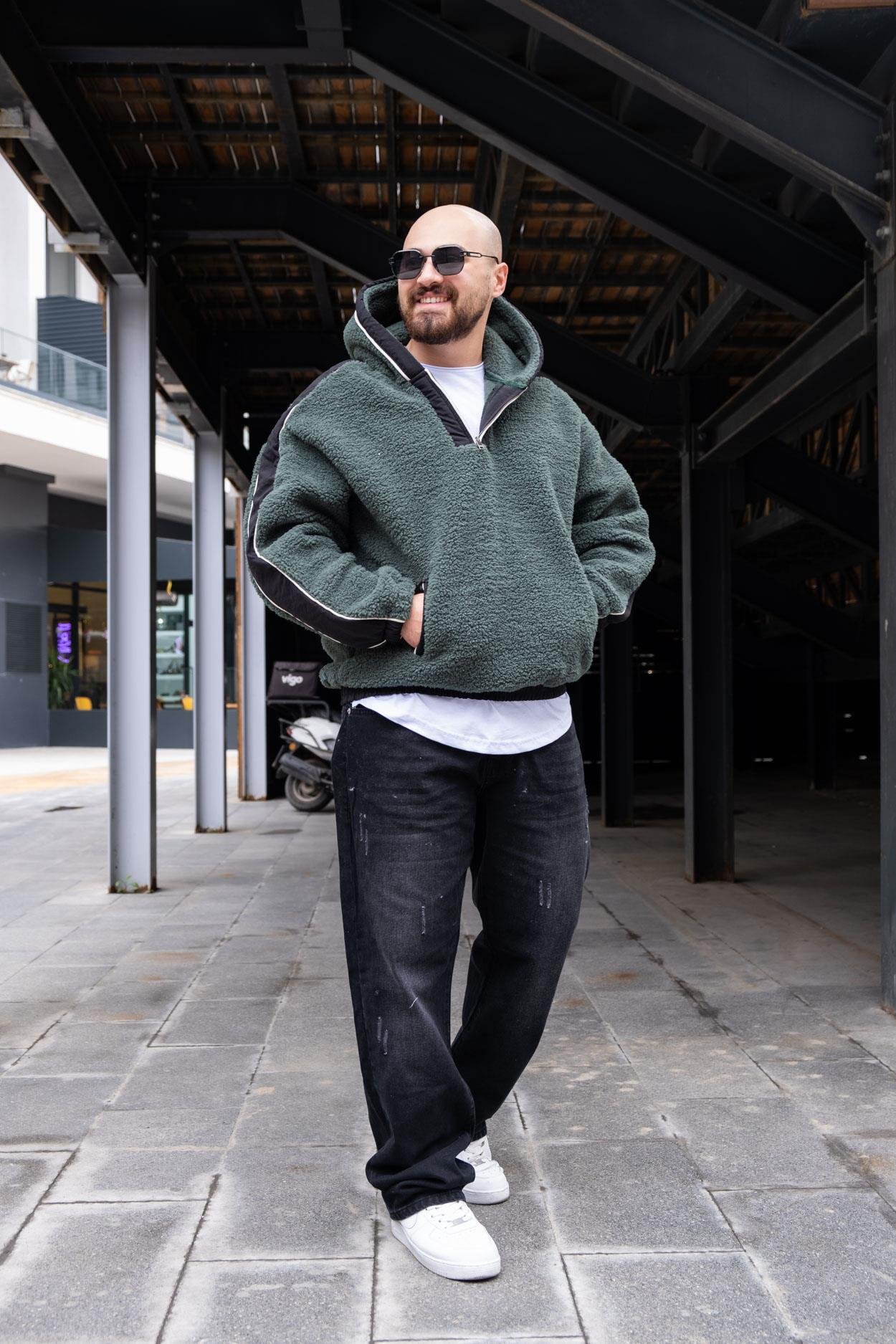 Kapüşonlu Oversize Peluş Sweatshirt (SVTY37)