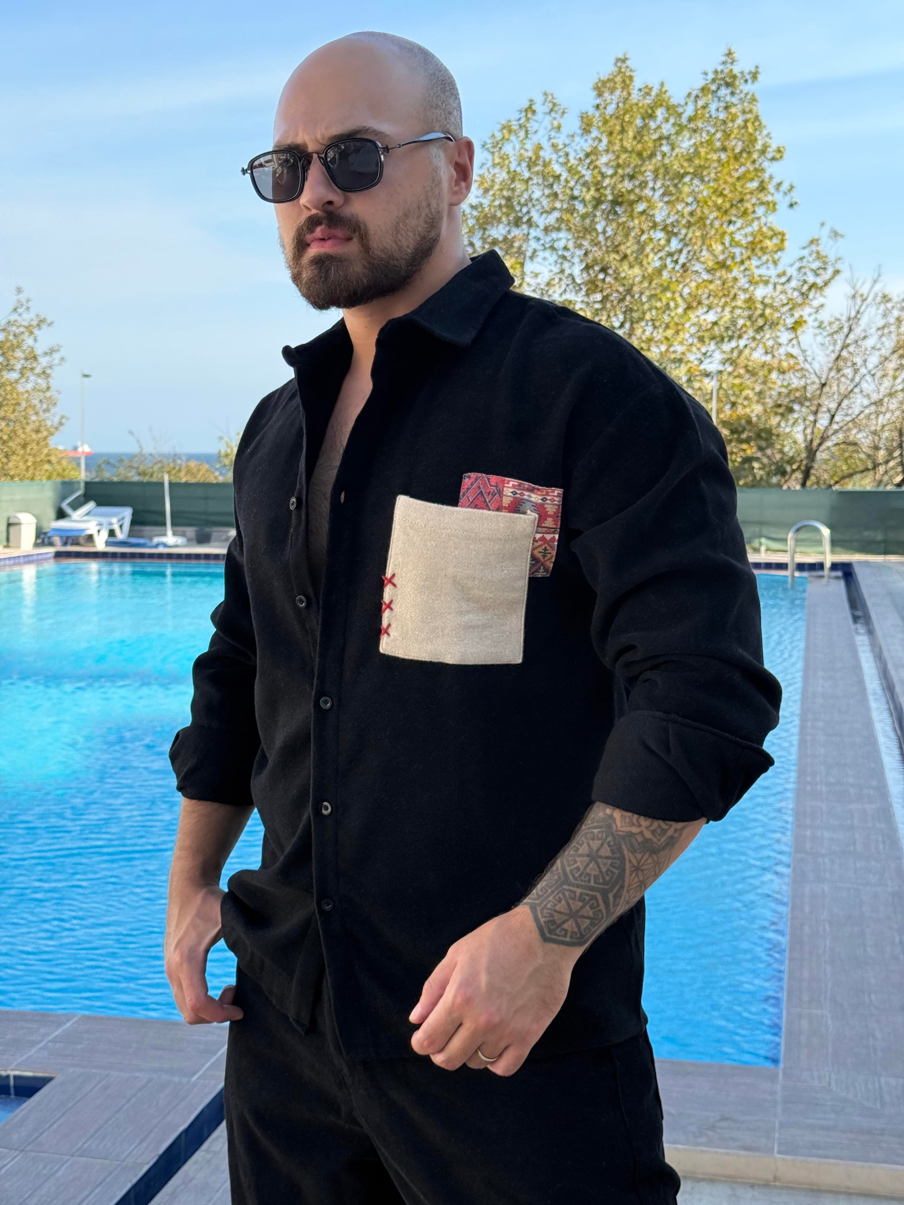 Kaşe Kumaş Cep Detaylı Gömlek (GMS45)