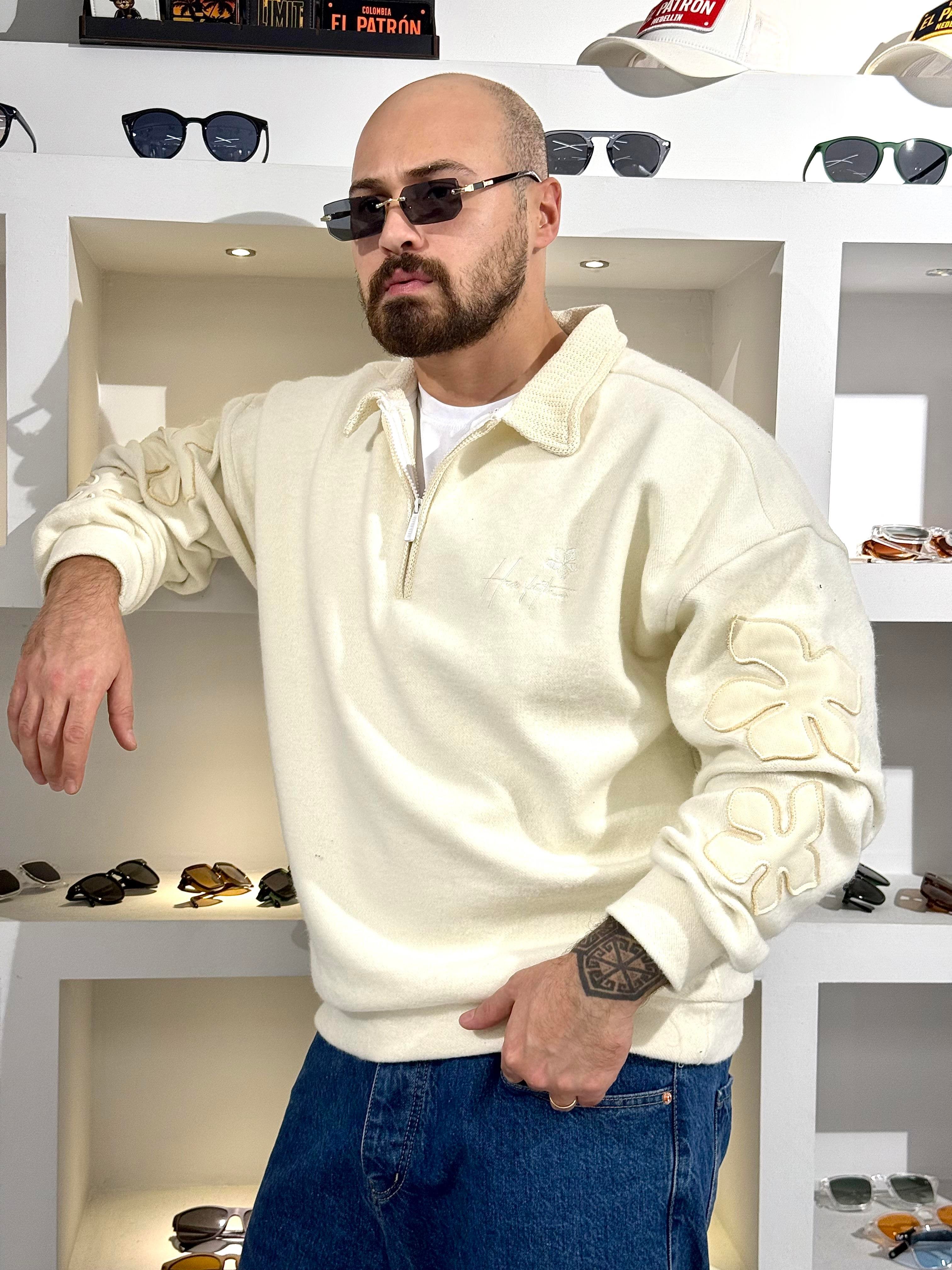 Kaşe Kumaş Polo Yaka Oversize Sweat (SVTB61)
