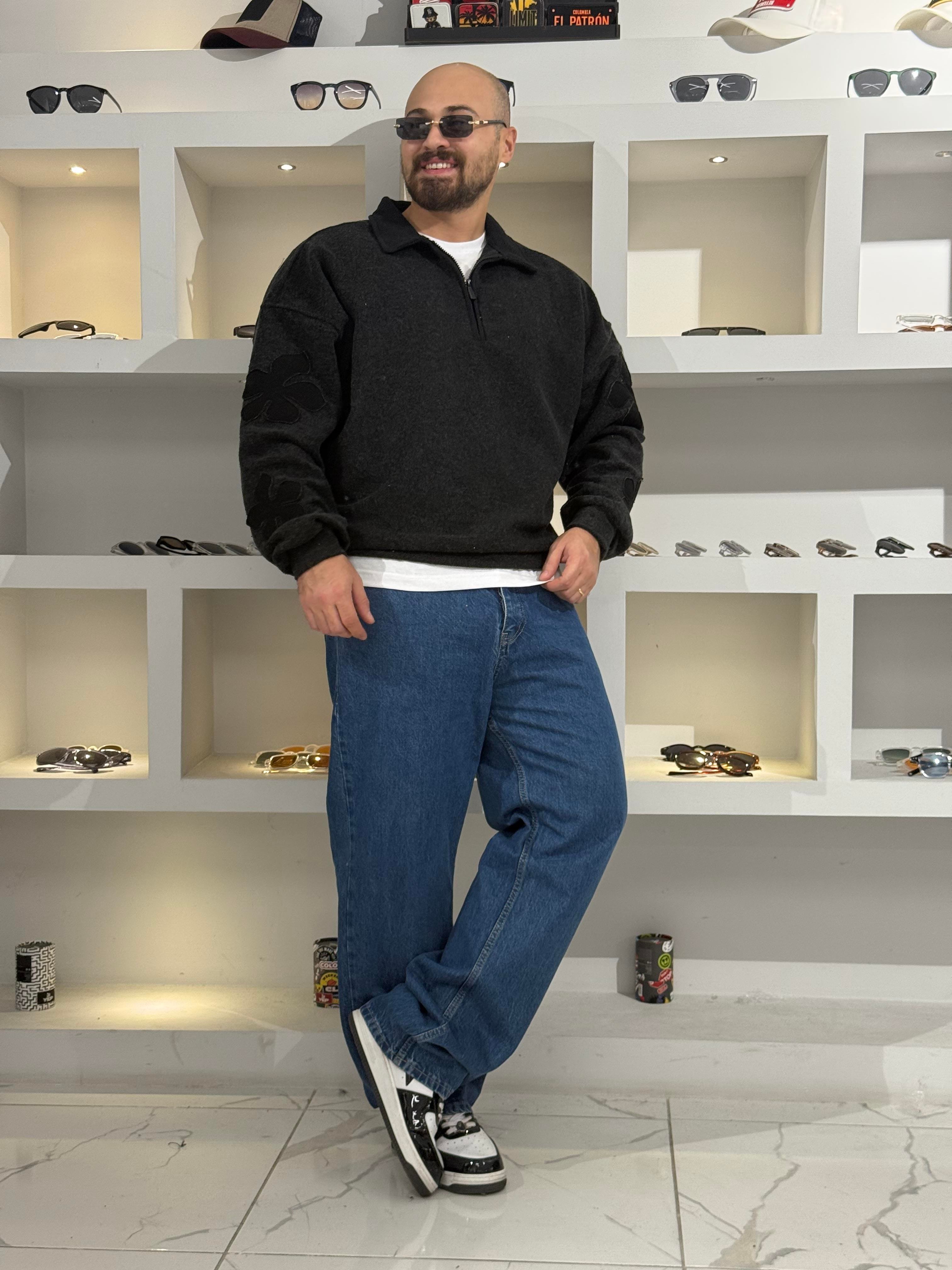 Kaşe Kumaş Polo Yaka Oversize Sweat (SVTS61)