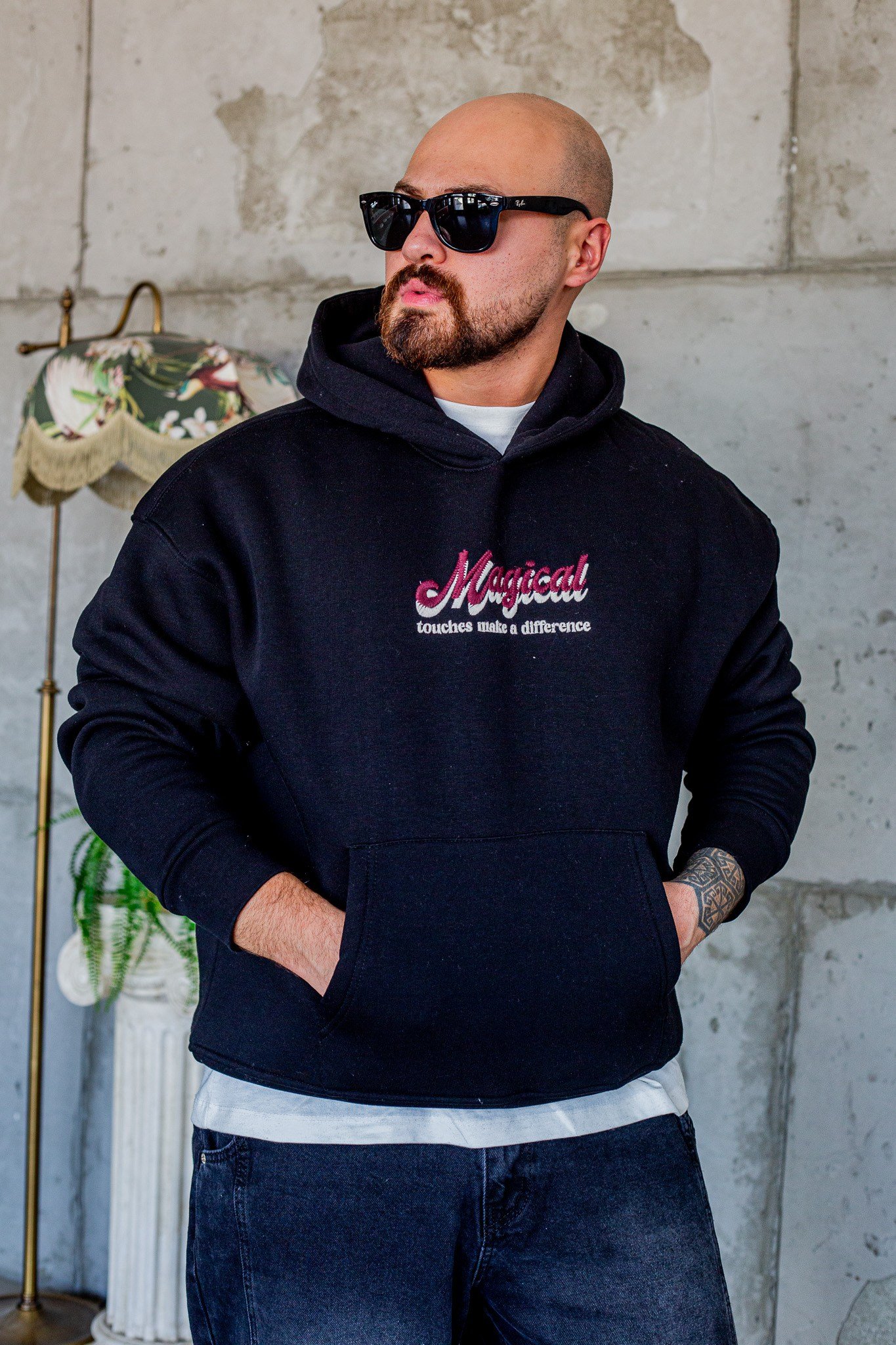 Kelebek Motifli Kanguru Cepli Rahat Kesim Sweatshirt (SVTS114)